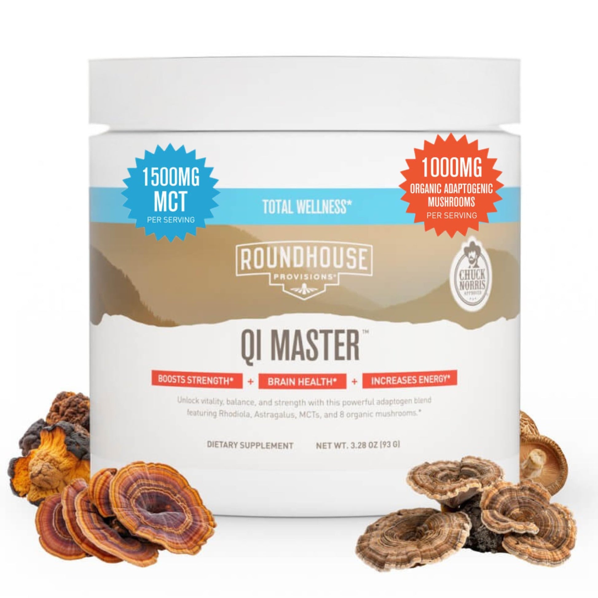 ROUNDHOUSE PROVISION Qi Master Adaptogen Blend, Earthy Mushroom Flavor with Astragalus Root, Rhodiolife Extract, MCT, 8 Organic Mushrooms (30 Scoops) by Chuck Norris ROUNDHOUSE PROVISION buy supplements canada
