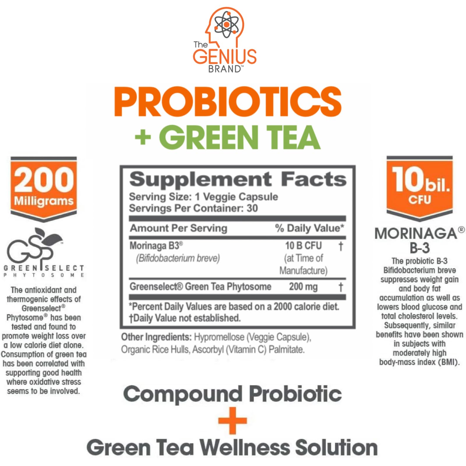 Genius Probiotics for Weight Loss with Green Tea Extract - Fat Burner Supplement & Digestive The Genius Brand buy supplements canada