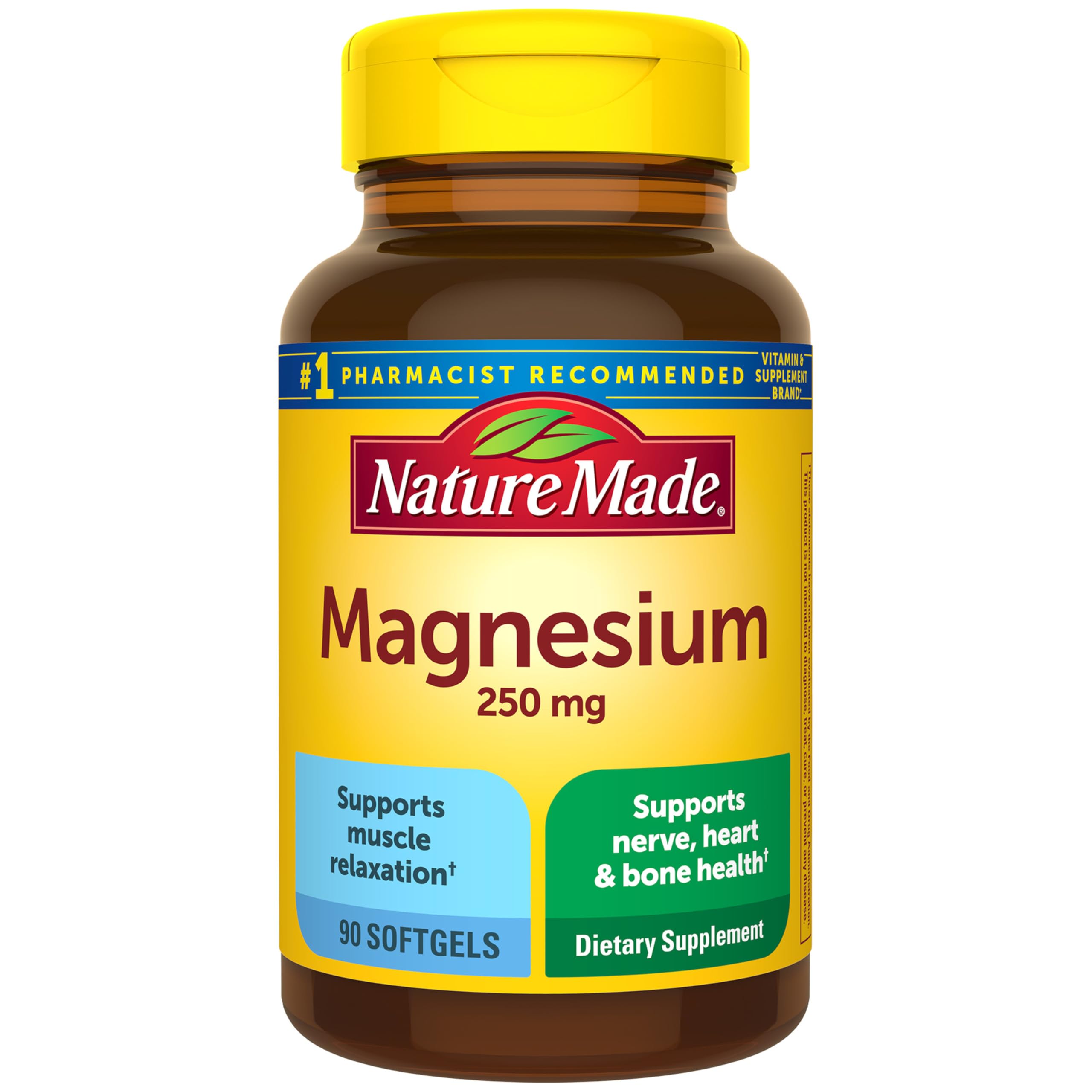 Nature Made Magnesium 250 mg, Magnesium Supplements for Men and Women, Support for Muscle, Heart, Bone and Nerve Health, 90 Softgels, 90 Day Supply Nature Made buy supplements canada