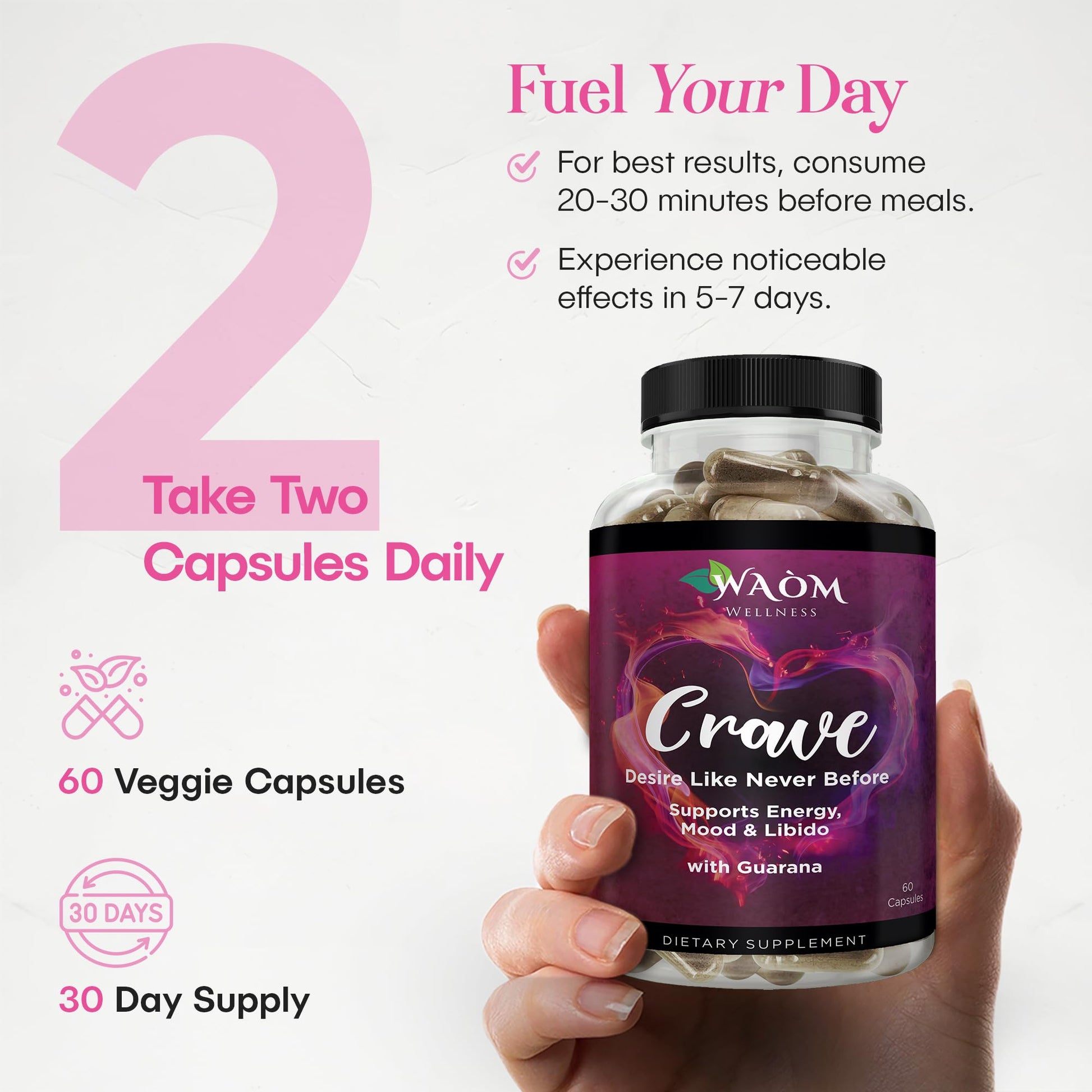 Waòm Wellness Crave – Women’s Desire Booster with Maca, Ashwagandha & L-Theanine – Natural Energy, Mood & Hormone Balance Support – 60 Vegan Capsules Waòm Wellness buy supplements canada