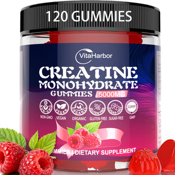 Creatine Monohydrate Gummies 5000mg for Men & Women, Organic Pure Creatine Gummies | Sugar Free,Vegan, Non-GMO,Raspberry Flavor, 120 Count VitaHarbor buy supplements canada