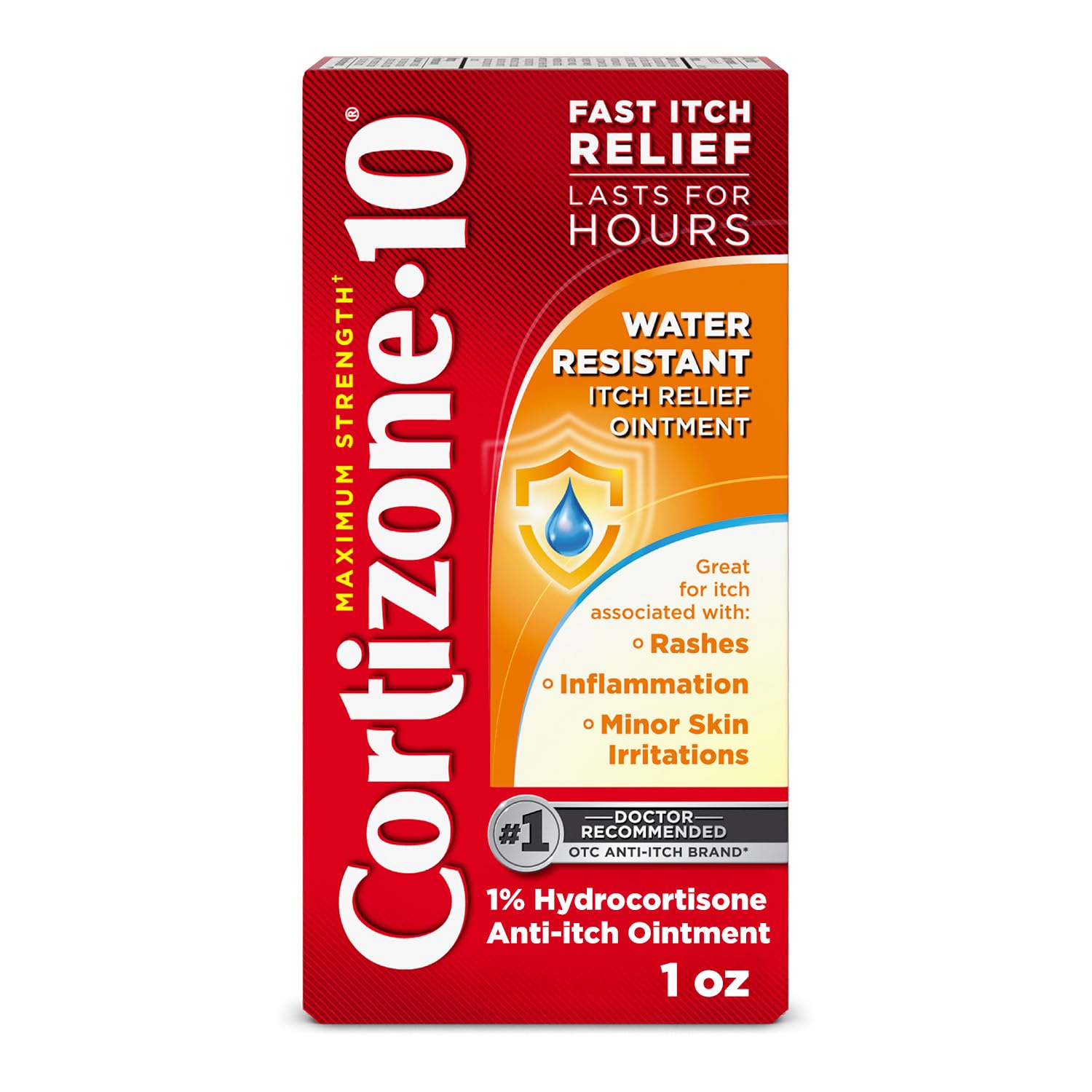 Cortizone-10 Maximum Strength Water Resistant Itch Relief Ointment, 1% Hydrocortisone, Fast-Acting, Anti-Itch Cream for Bug Bites, Rash, Eczema, Psoriasis, Poison Ivy, Oak, Sumac & More, 1 oz Cortizone 10 buy supplements canada