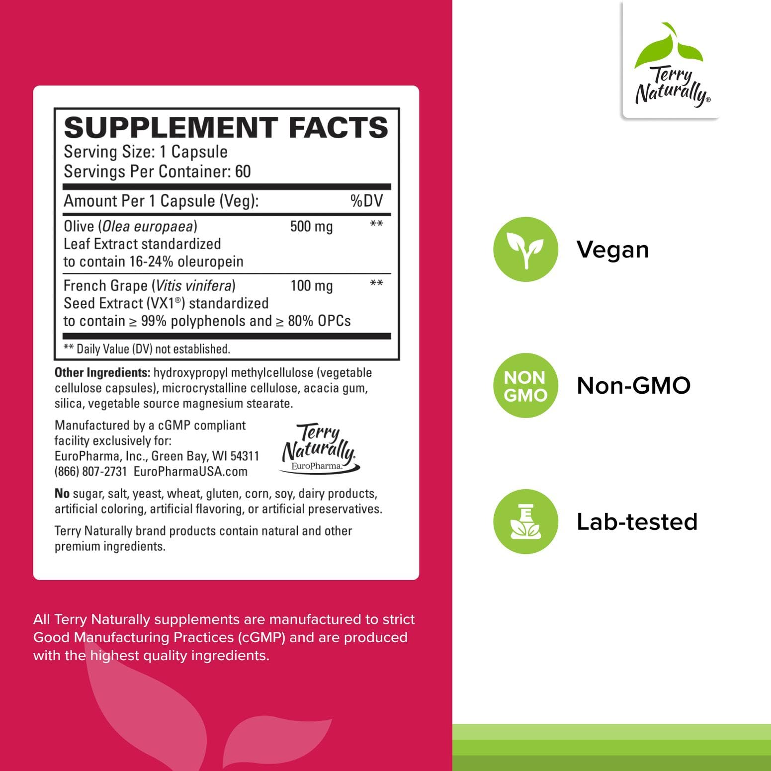 Terry Naturally Blood Pressure Health - Healthy Blood Flow & Circulation Support Supplement - Heart Health Supplement with Antioxidants - Cardiovascular Support - 60 Capsules Terry Naturally buy supplements canada