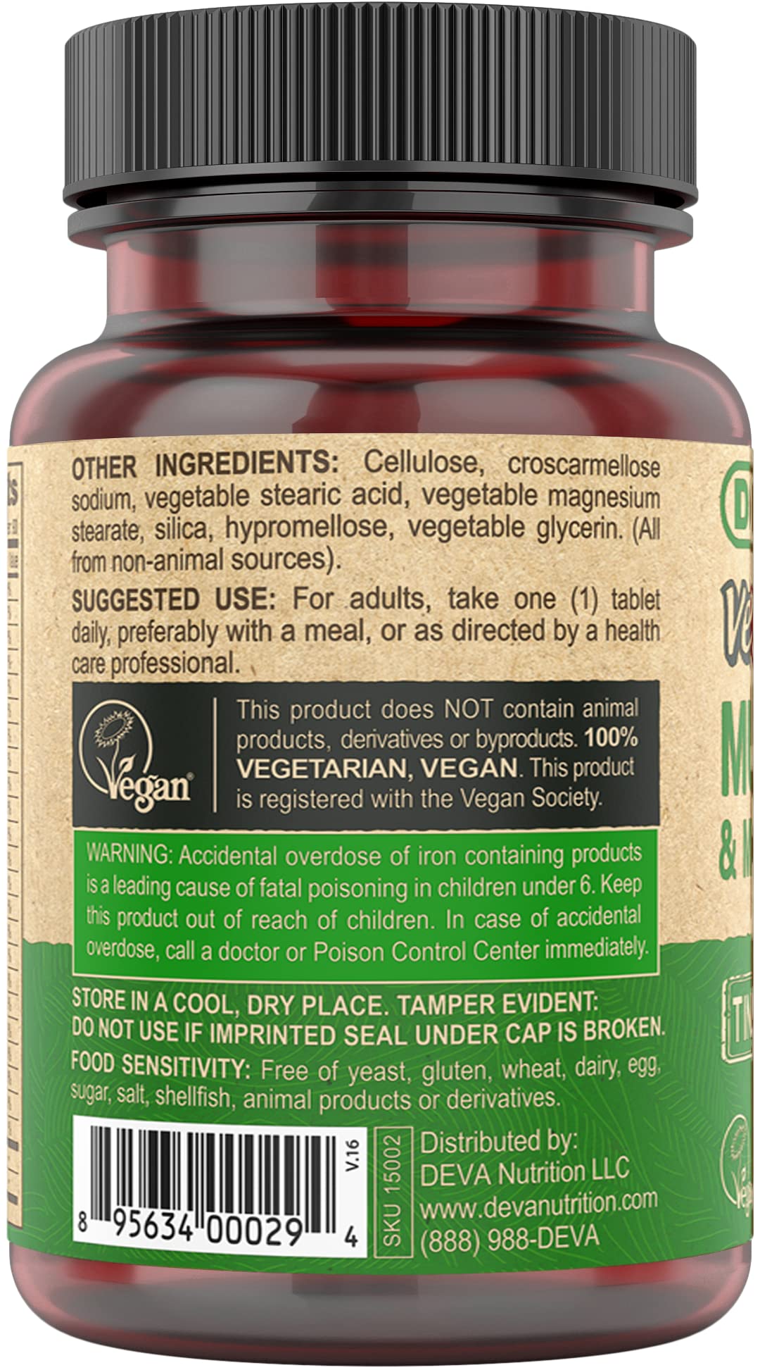 DEVA Vegan Multivitamin for Women & Men with Iron, Vitamin C, E, B Complex Vitamins, Zinc, 90 Tiny Tablets DEVA buy supplements canada