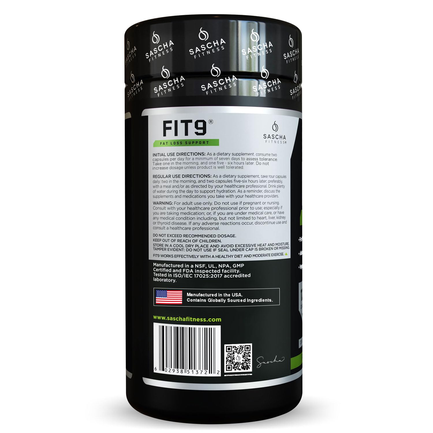 Sascha Fitness Fat Loss pills | Collagen support | Fluid Balance | FIT9 Ingredients: 7Keto + Uva Ursi, Gotu Kola, L-Theanine,Gingko Biloba,DIM,Green Tea | Weight Loss Supplements-Vegan-120 Natural Cap SASCHA FITNESS buy supplements canada