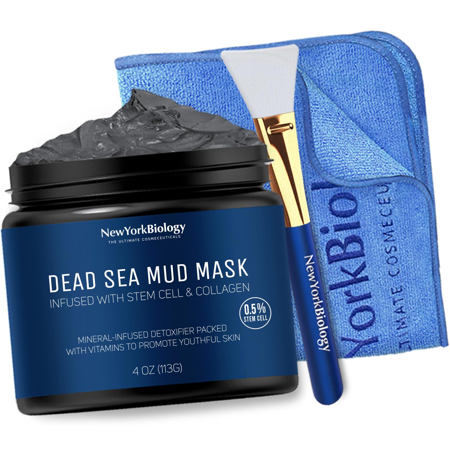 New York Biology Dead Sea Mud Mask for Face & Body | with Stem Cell and Collagen | Face Mask, Brush Applicator, Towel | Spa Quality Pore Refiner for Oily Skin NEW YORK BIOLOGY THE ULTIMATE COSMECEUTICALS buy supplements canada