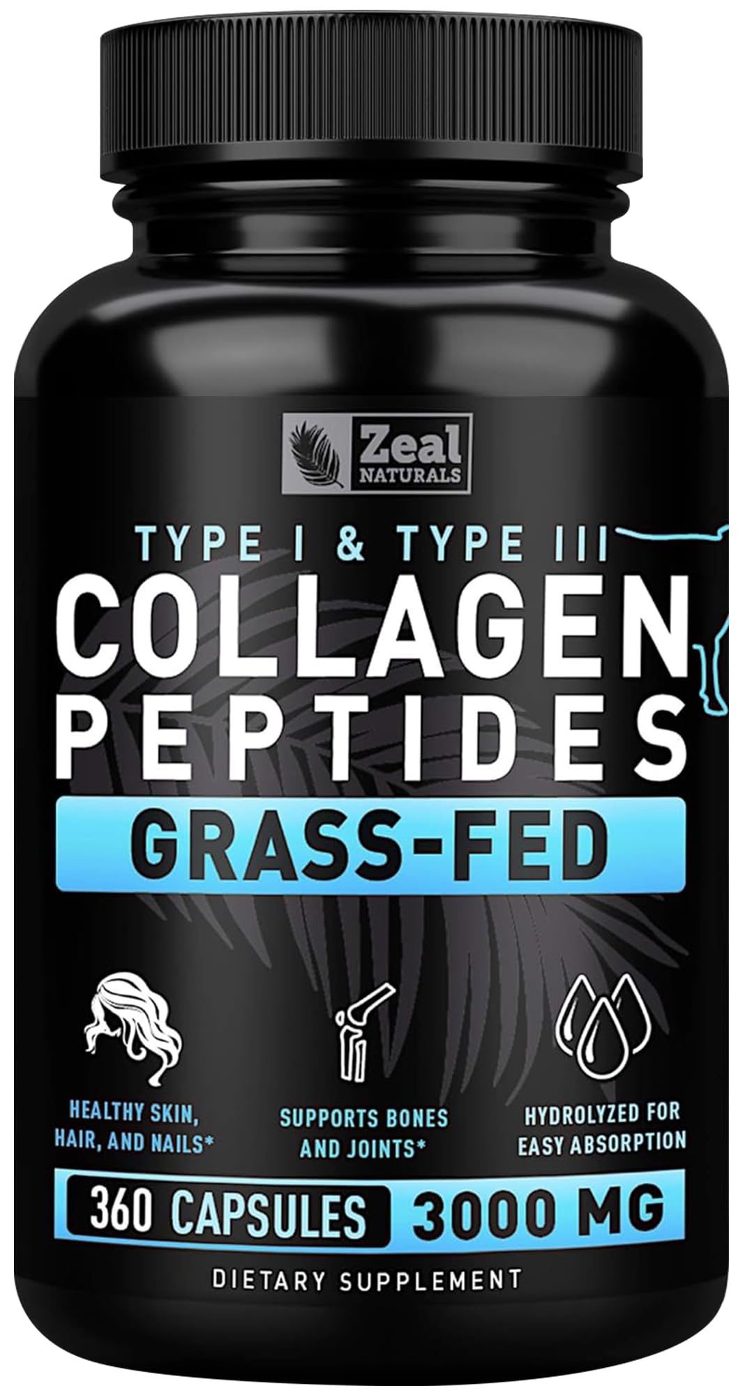 Collagen Peptides Capsules 360 Count - Grass Fed Bovine Hydrolyzed Collagen Pills - Hair, Skin & Nails, Joint Support - Collagen Supplements for Women & Men Zeal Naturals buy supplements canada