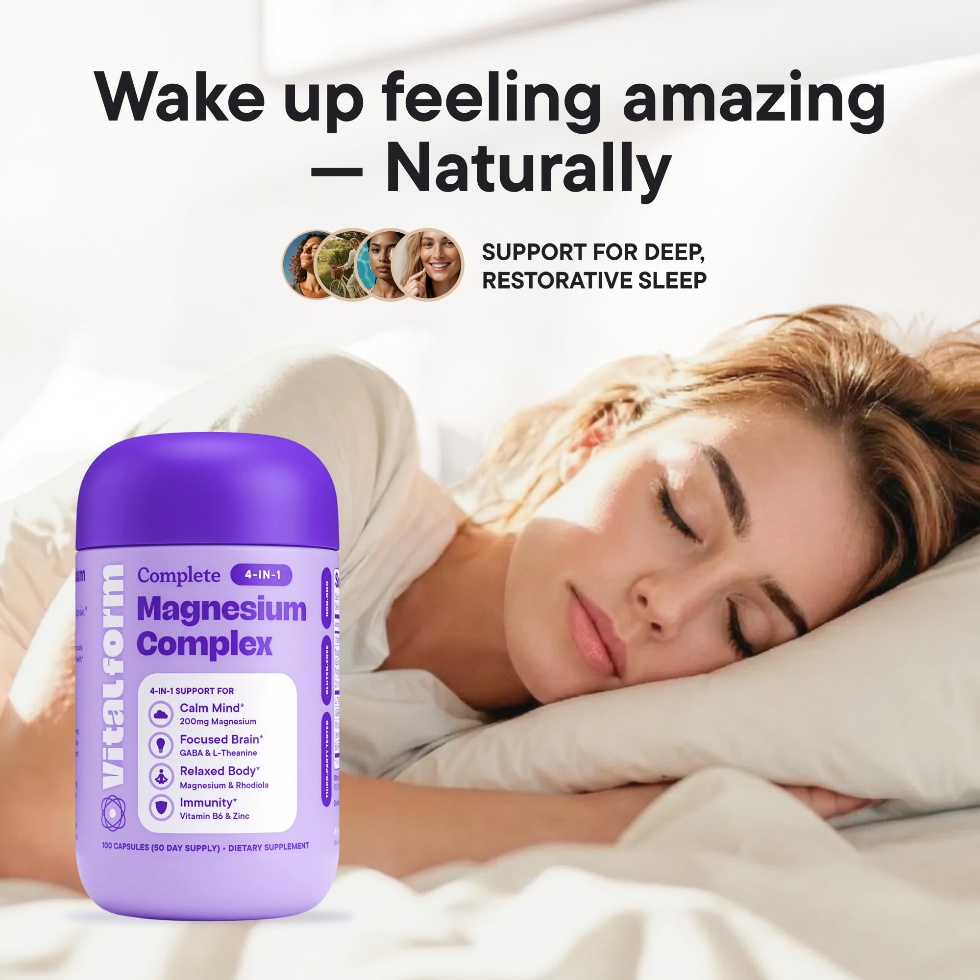 VitalForm Magnesium Glycinate Sleep Complex – Non-Habit Forming Support with L-Theanine, GABA, Zinc & Rhodiola – Promotes Relaxation, Calm & Muscle Recovery – Non-Melatonin – 100 Capsules VitalForm buy supplements canada