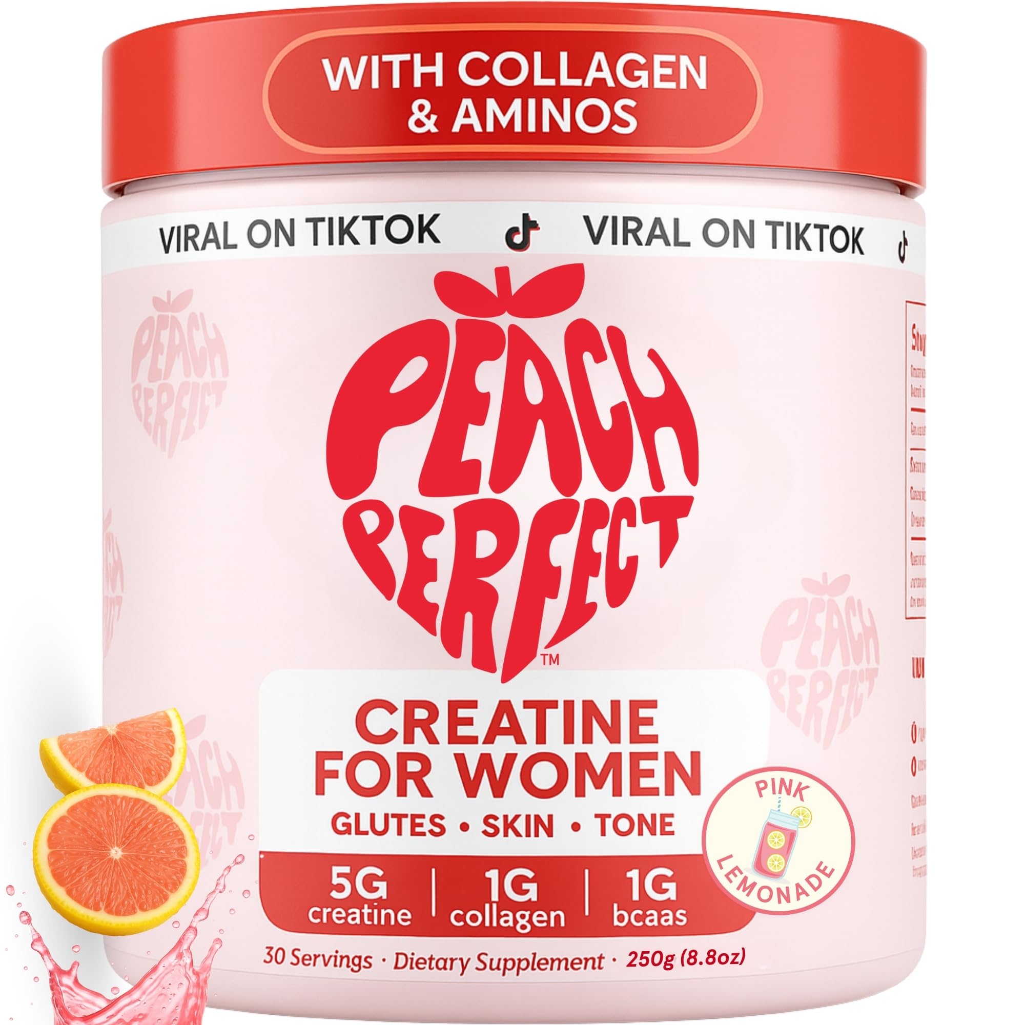 Peach Perfect Creatine Blend for Women – Micronized Creatine Monohydrate with BCAA & Collagen for Glute Strength Support – Pink Lemonade – 30 Servings Peach Perfect buy supplements canada