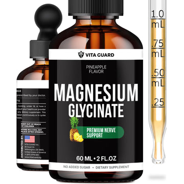 Magnesium Glycinate 500mg Liquid Drops – Sugar-Free Magnesium Supplement, Vegan Formula, 60 mL Flavor Pineapple Vita Guard buy supplements canada