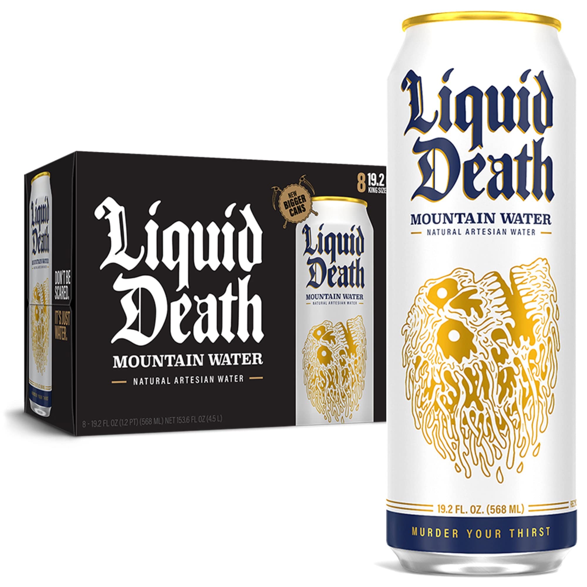Liquid Death Still Mountain Water, 19.2 oz King Size Cans (8-Pack) Liquid Death buy supplements canada
