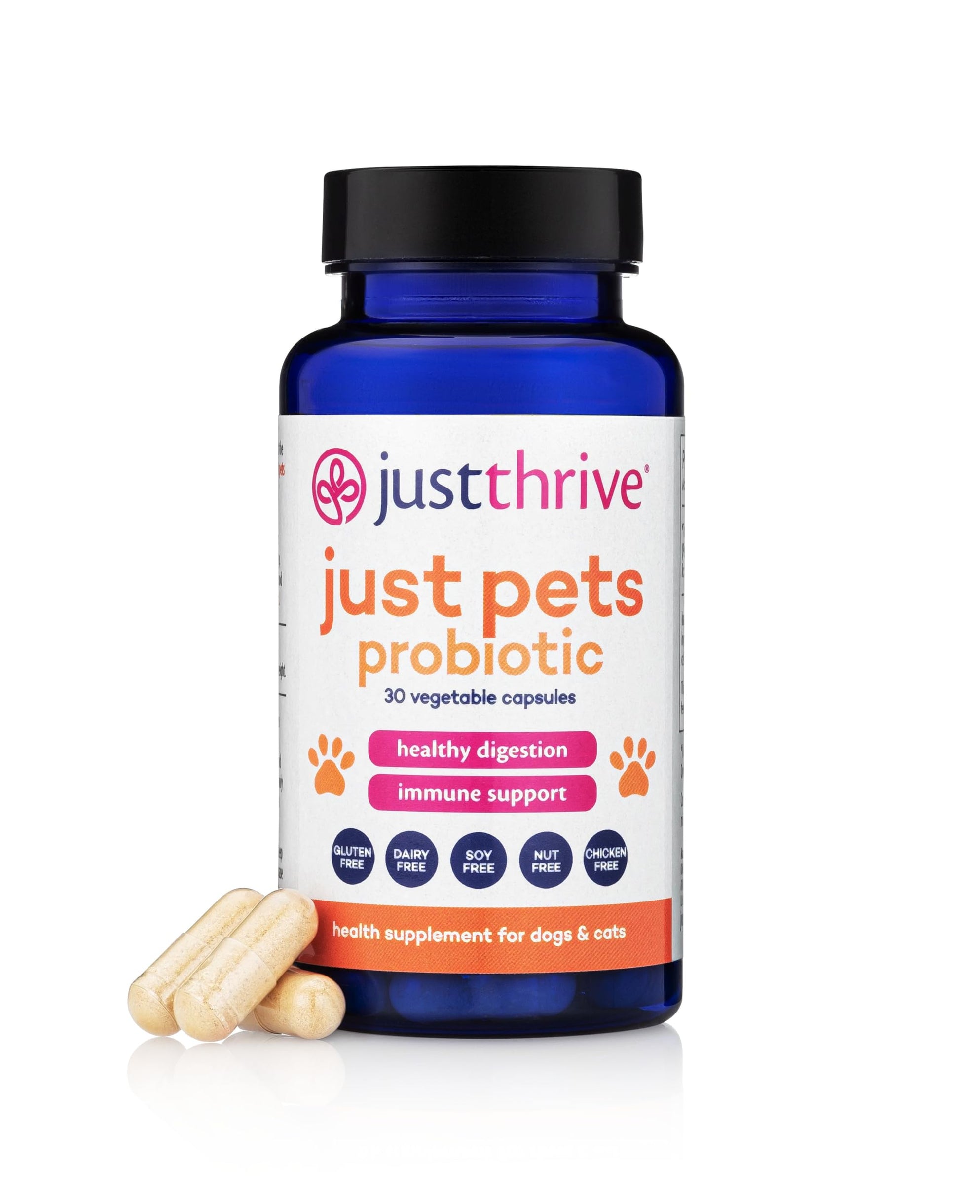 Just Thrive Just Pets Probiotic - Daily Digestive Probiotics for Dogs and Cats - 4 Billion CFUs Pet Probiotic, 30 Capsules Just Thrive buy supplements canada
