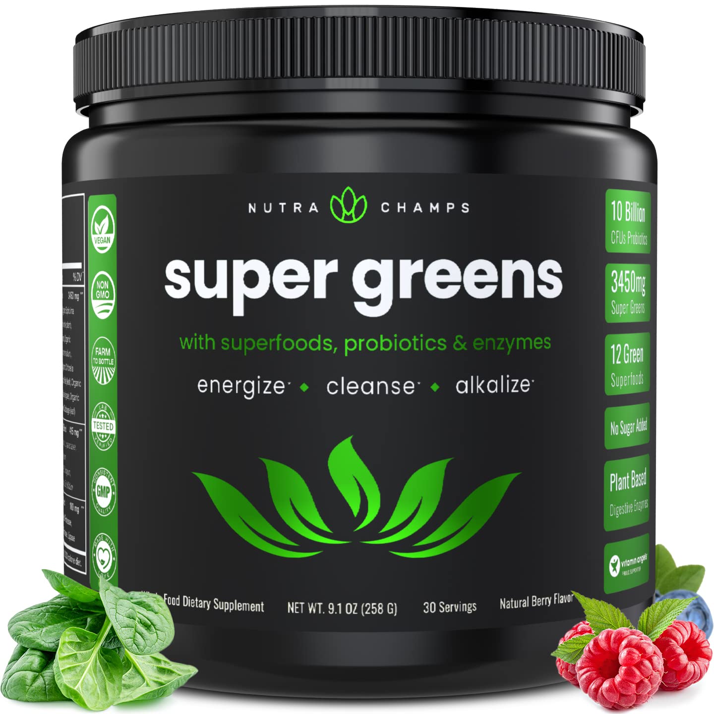 NutraChamps Super Greens Powder Premium Superfood | 20+ Organic NutraChamps buy supplements canada