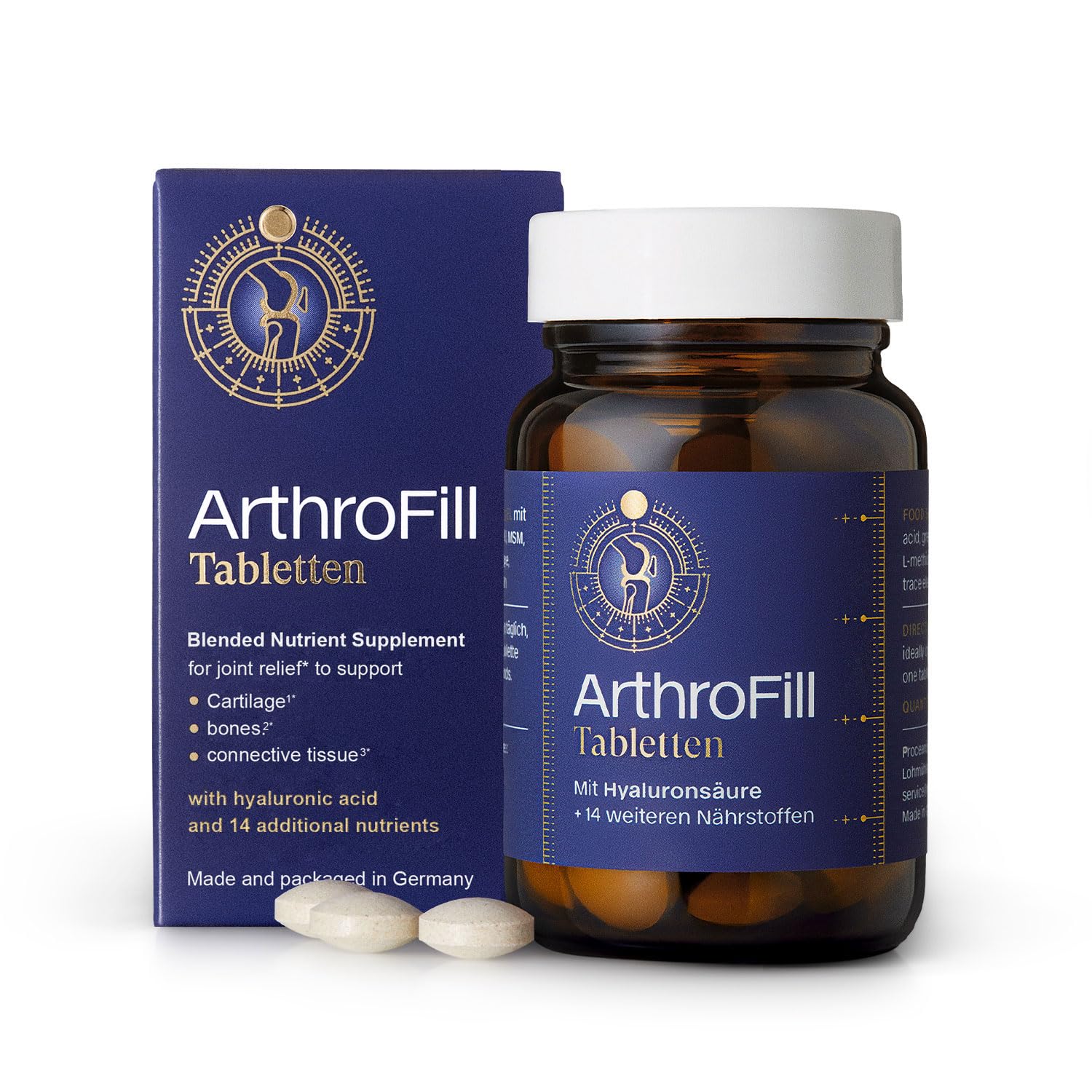 ArthroFill™ Tablets - Proven European Joint Relief - Vegan Hyaluronic Acid - Nutrient Complex - Support Active Movement Functions with 15 Vital Micronutrients - Made in Germany ArthroFill buy supplements canada