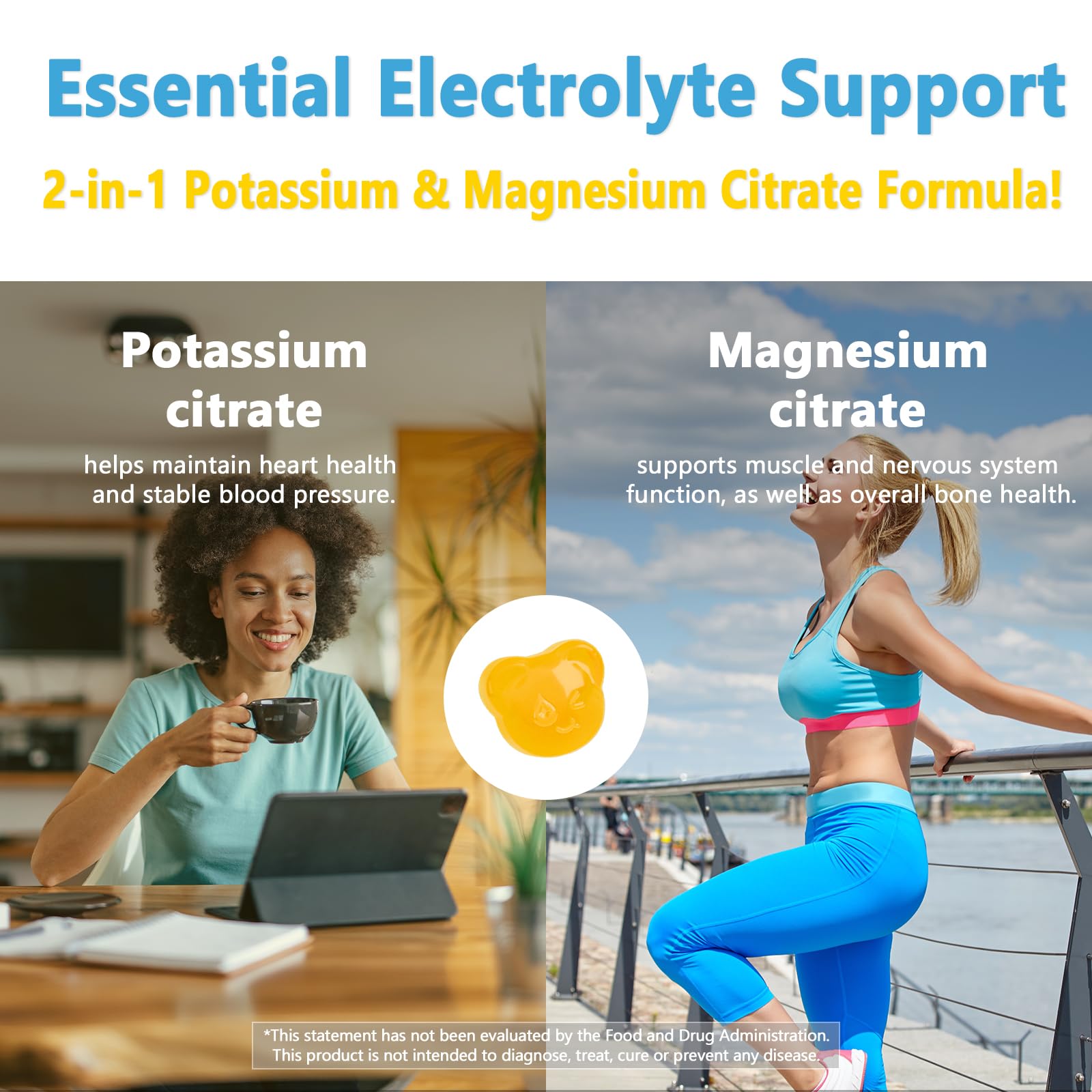 Biobor Potassium Magnesium Gummies, Magnesium Citrate & Potassium Citrate Supplements with Vitamin D3, B6 for Electrolyte Balance, Muscle, Leg Cramps, GMO Free Gluten Free (Pineapple,60 Count) Biobor buy supplements canada