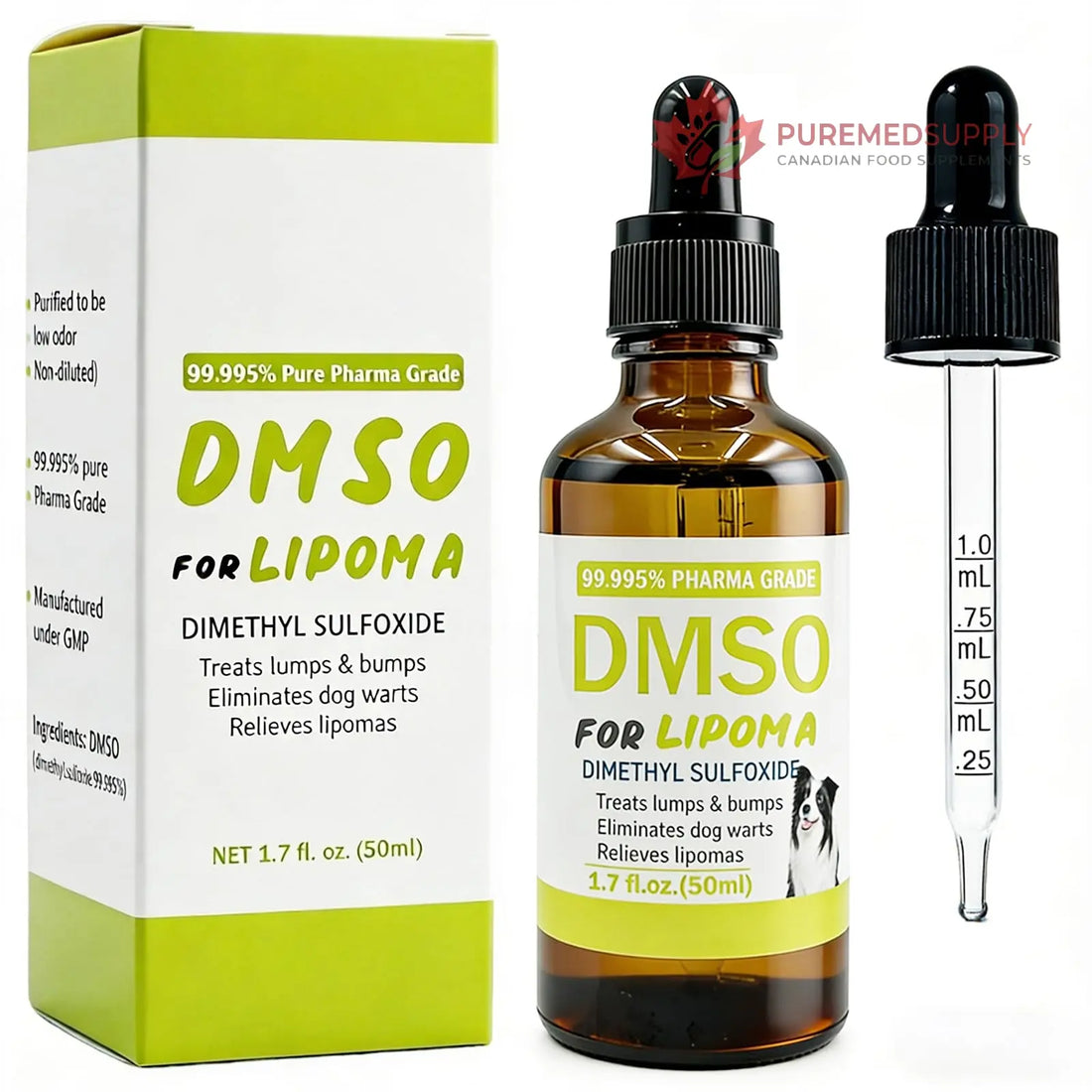 Topical 99.995% DMSO for Dogs Lipoma, Lipoma Treatment for Dogs, Reduce Fatty Lumps and Bumps Inflammation, Swelling, Dog Pain Relief, DMSO in Glass Bottle with Precision Dropper, 1.7 oz Jdicklary buy supplements canada