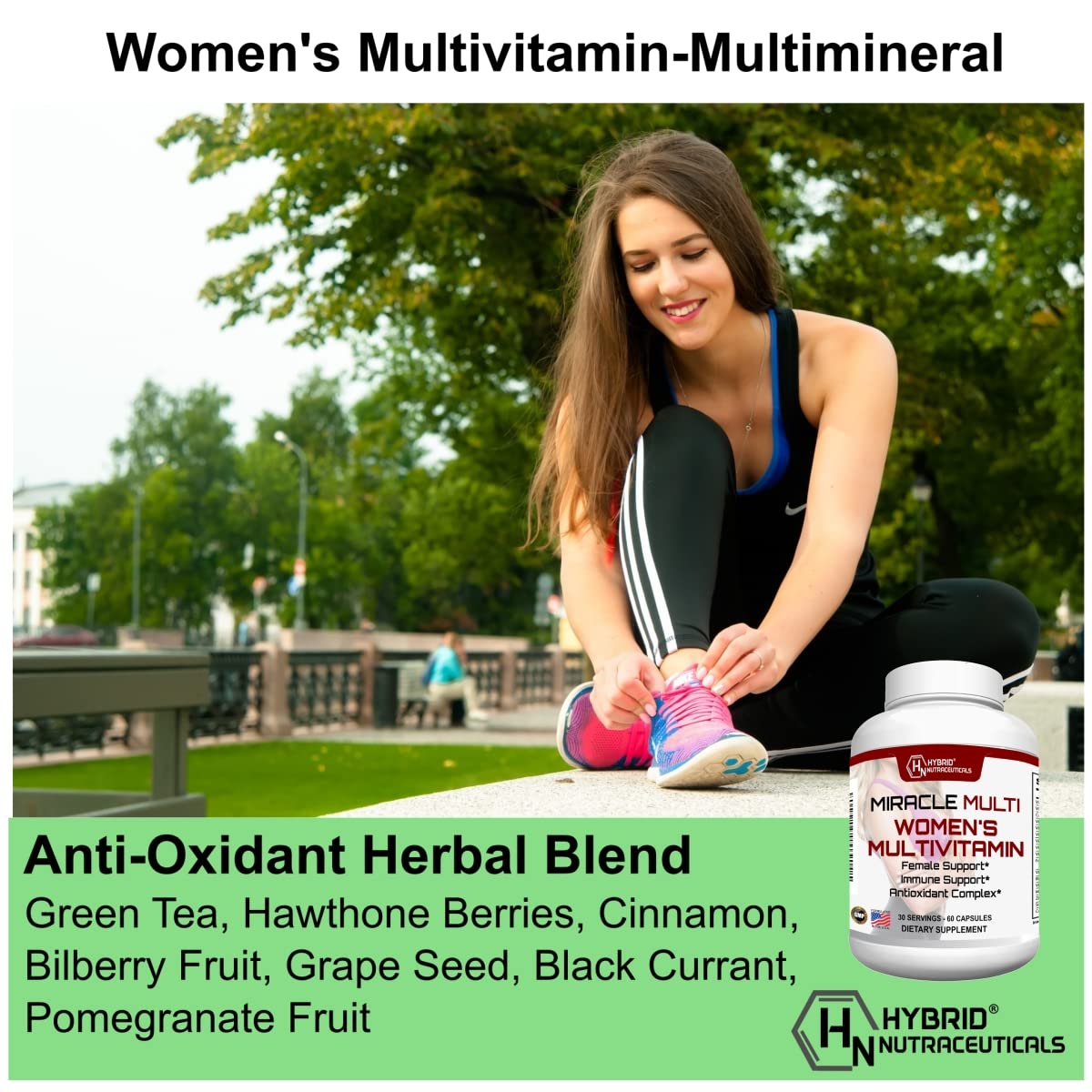 MiracleMulti Multivitamin for Women - Female Support Formula, Immune Support, Minerals, Biotin, Antioxidants & Superfoods Blend – 60 Capsules Hybrid Nutraceuticals buy supplements canada