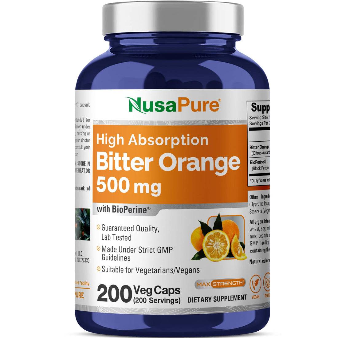 NusaPure Bitter Orange - Suitable for Vegetarian/Vegan, Non - GMO - 500mg 200 Capsules NusaPure buy supplements canada