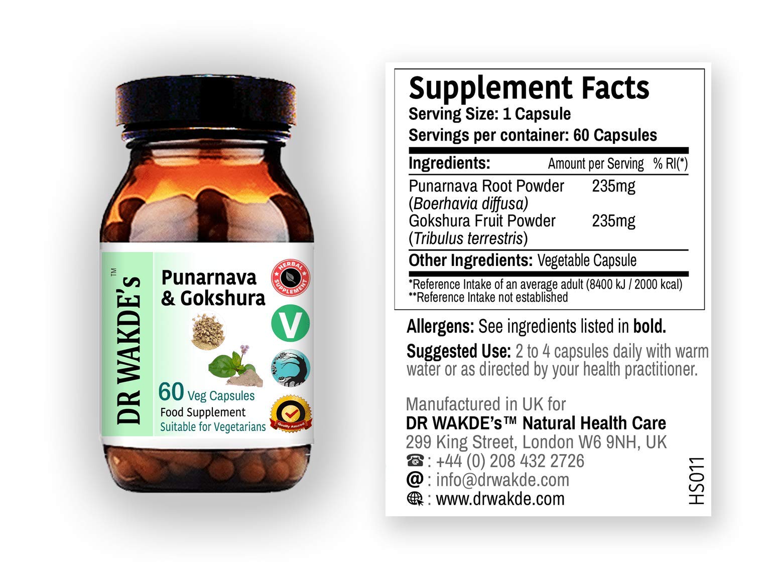 DR WAKDE's Punarnava & Gokshura Capsules (60 Veg Caps, Promotes Healthy Urinary Flush, Ayurvedic Supplement, Vegan, Herbal, All Natural, Made in UK) DR WAKDE's buy supplements canada