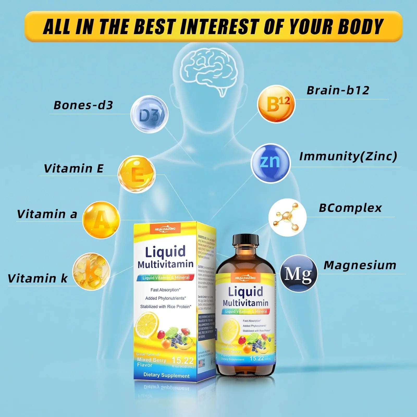 HEALOADING Nutritious Liquid Multivitamin for Women：Liquid Multi Vitamin with Amino Acids Zinc Selenium Mixed Fruit Flavor HEALOADING buy supplements canada