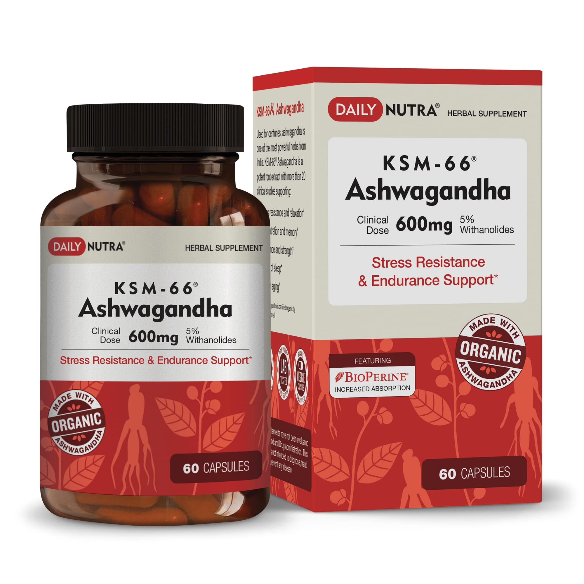 DailyNutra KSM-66 Ashwagandha 600mg Organic Root Extract - High Potency Supplement DailyNutra buy supplements canada