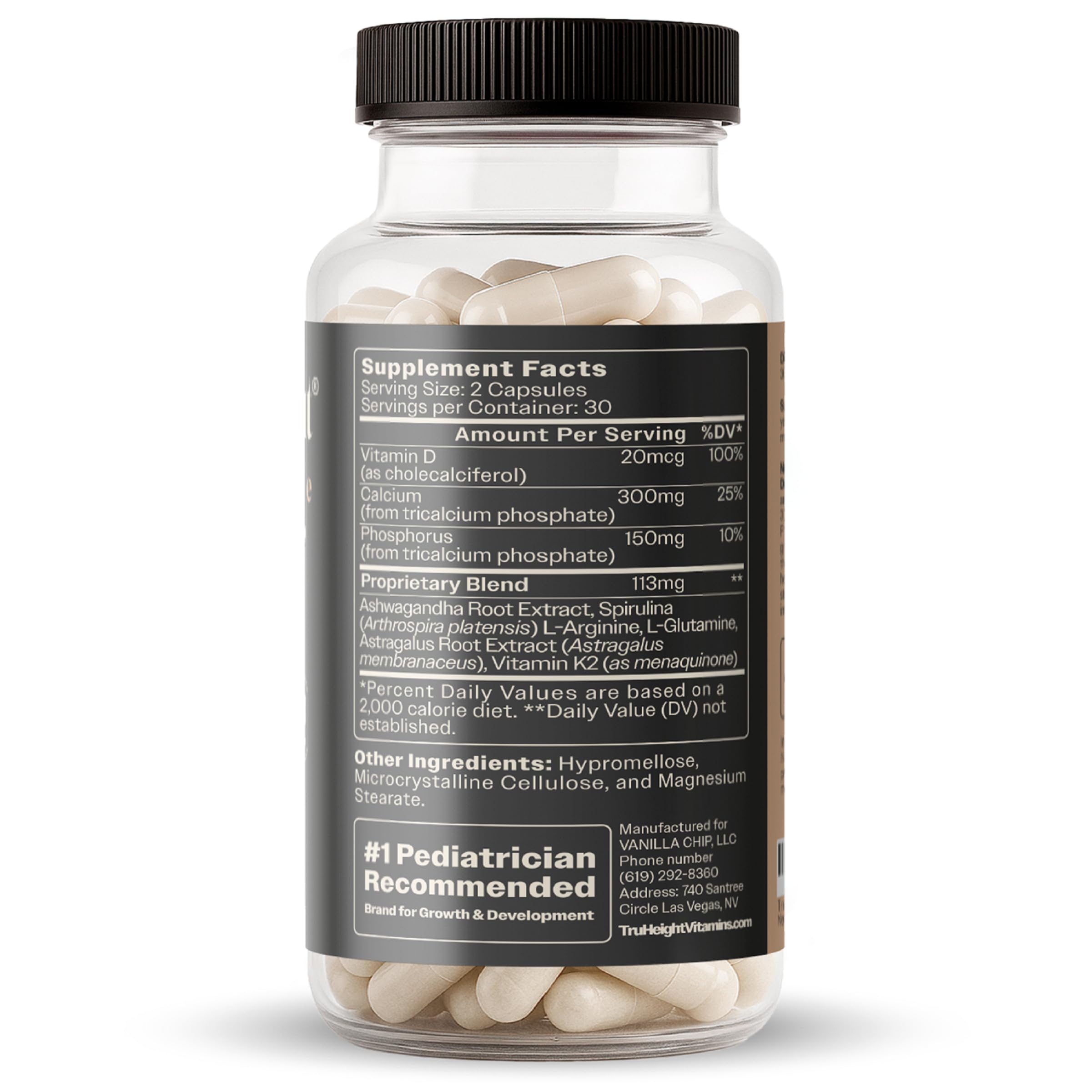 TruHeight Growth Capsules - Tall Nutrition for Natural Growth Supplement for Kids & Teens - Pediatric Vitamin D, K, Calcium & Ashwagandha - Bone Strength TruHeight buy supplements canada