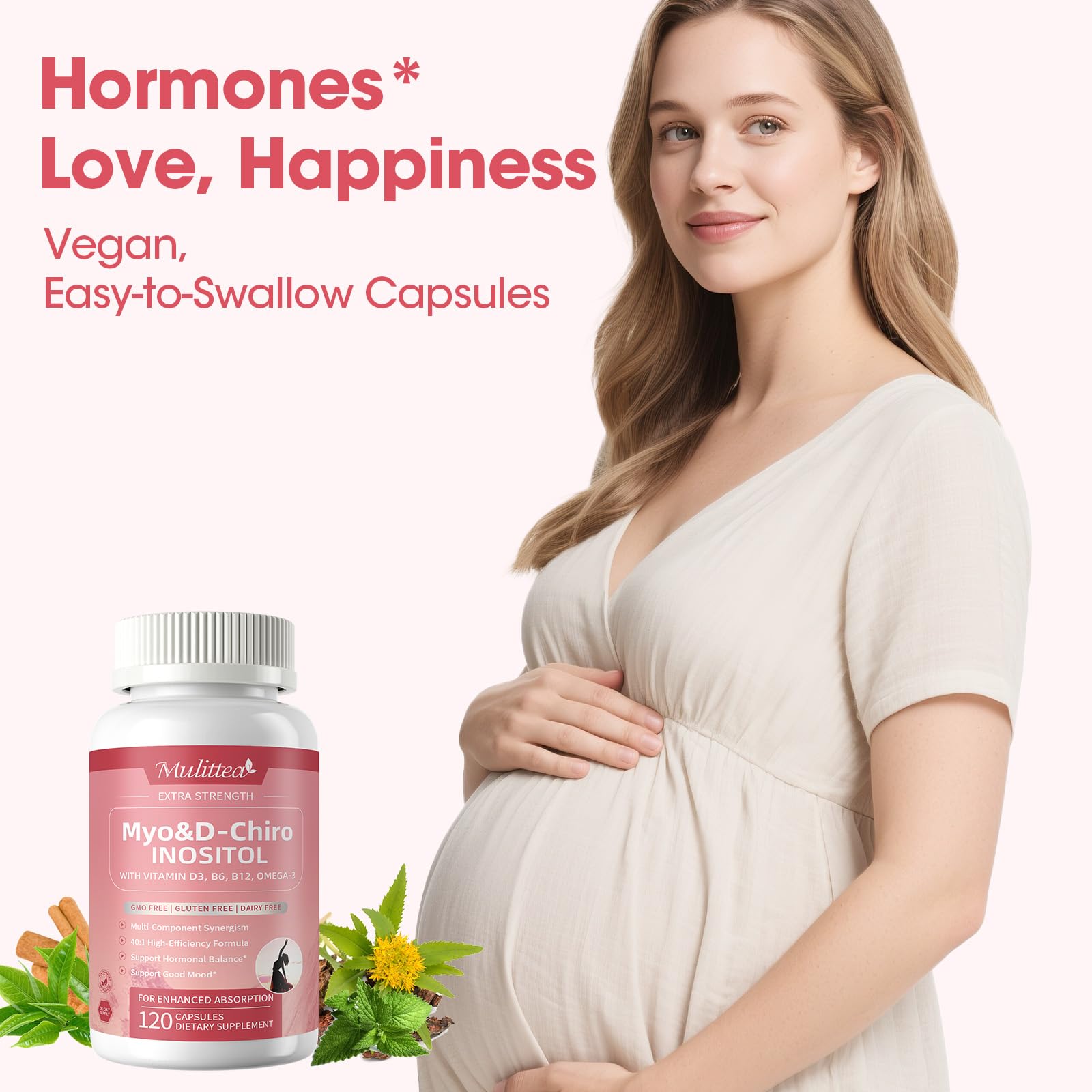 Mulittea Myo-Inositol & D-Chiro Supplement for Women - 14-in-1 Liposomal Inositol with Folic Acid,Omega-3 & Multivitamin for Hormone Balance,Support Ovarian,Skin & Mood- 40:1 Vegan 120 Capsules Mulittea buy supplements canada