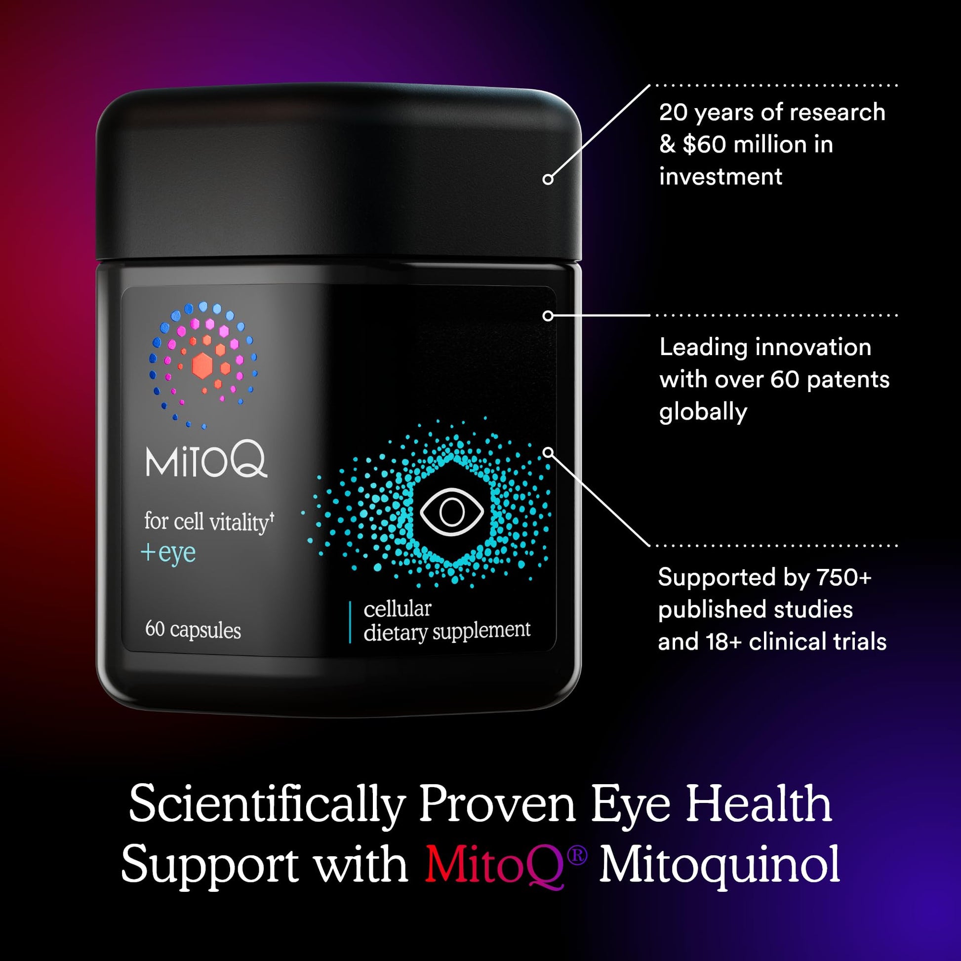MitoQ +Eye – Eye Health Supplement with Lutein & Zeaxanthin (5:1 Ratio), Bilberry, Maritime Pine Bark, Zinc, Mitoquinol | Supports Macular Health, Visual Clarity & Blue Light Defense MitoQ buy supplements canada