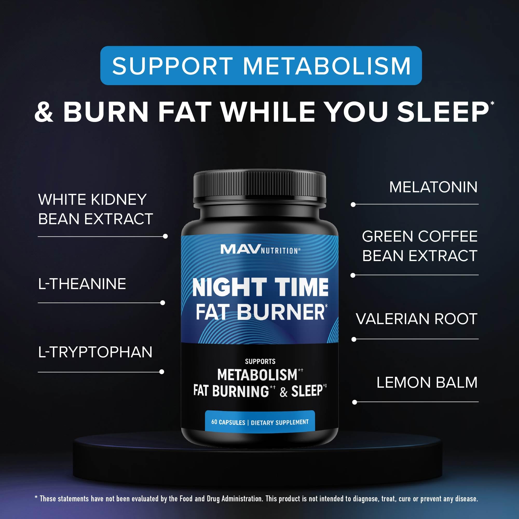 Night Time Fat Burner for Weight Loss Support & Sleep Aid | Appetite Suppressant, Carb Blocker, Nighttime Metabolism Booster for Stomach Fat Burner MAV NUTRITION buy supplements canada