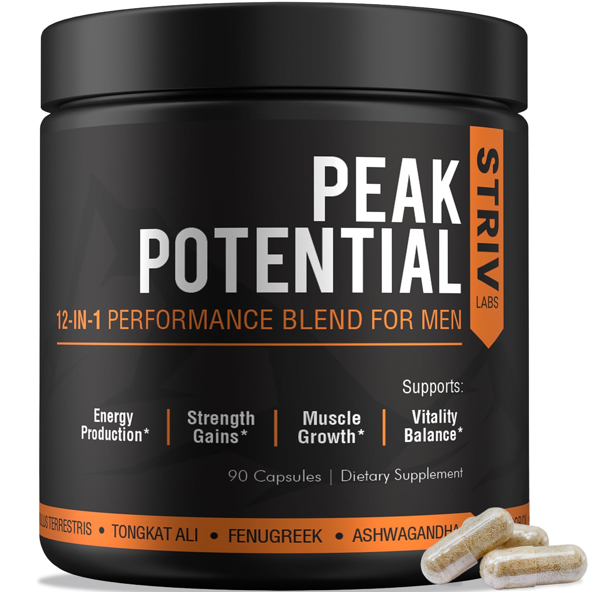 STRIVLABS Peak Potential 12-in-1  Support for Men – Fenugreek, Ashwagandha & Tongkat Ali – Natural Strength STRIVLABS buy supplements canada