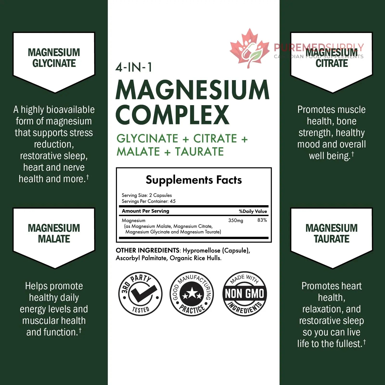 BioSchwartz Magnesium Complex Supplement (90 Capsules) 350mg Magnesium Glycinate Citrate Malate and Taurate Per Serving for Healthy Nerves Muscles Heart Sleep Support (Vegan, Gluten-Free, Non-GMO) BioSchwartz buy supplements canada
