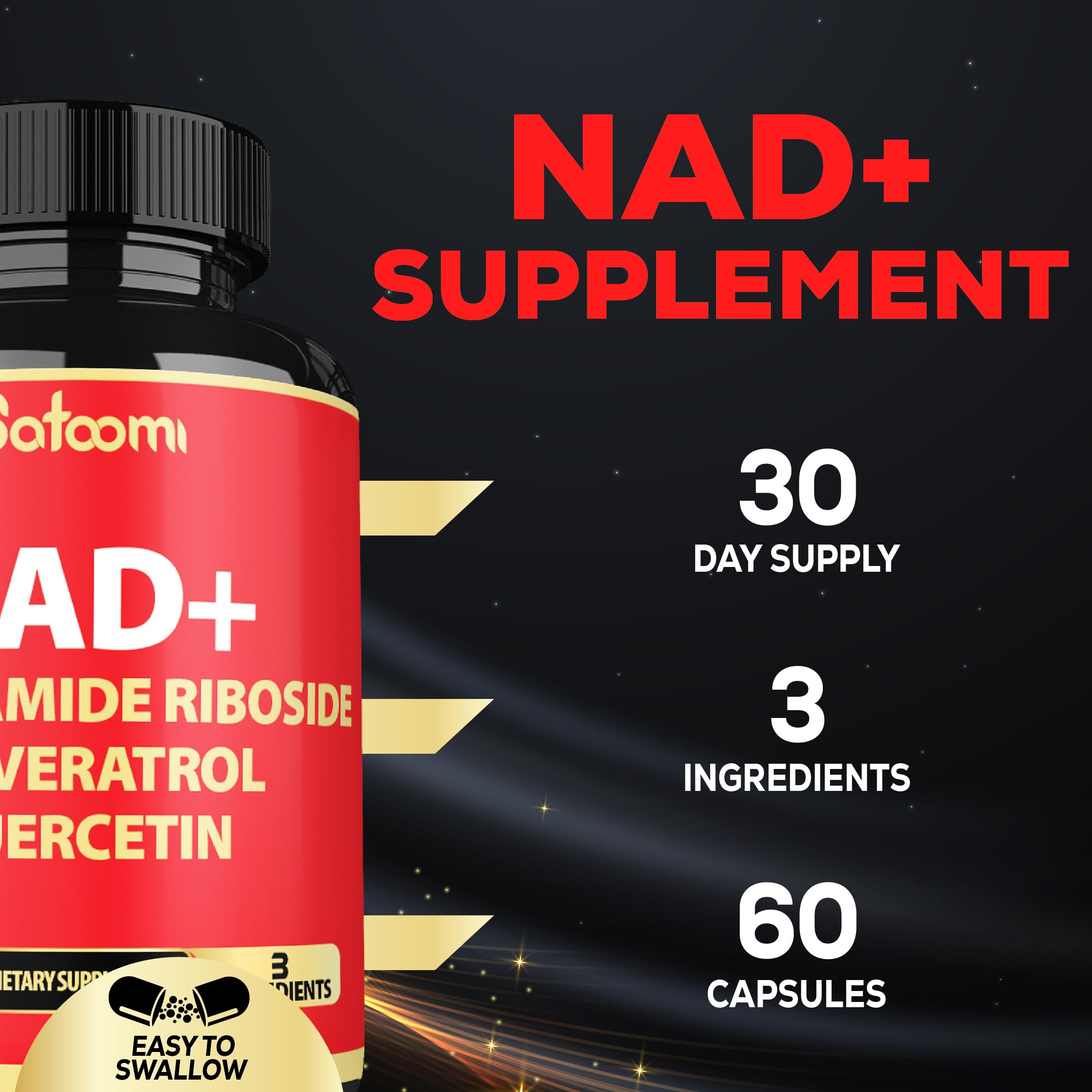 Satoomi NAD Supplement with Nicotinamide Riboside NR, Resveratrol, Quercetin - 60 Count - 30 Days Satoomi buy supplements canada