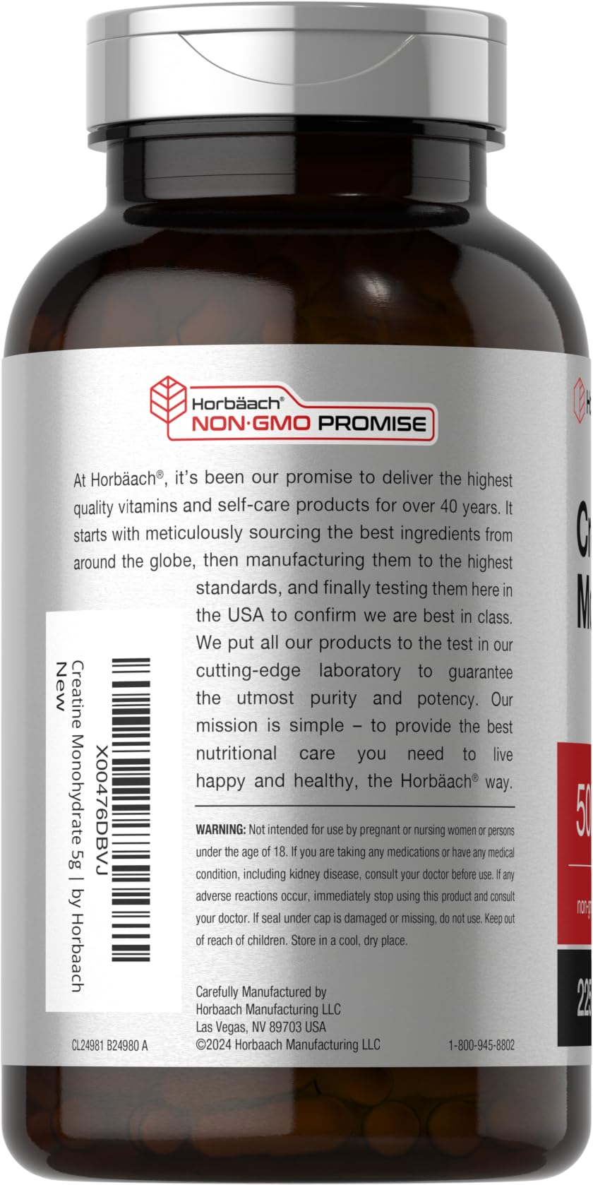 Horbäach Creatine Monohydrate | 5g | 225 Capsules | Non-GMO, Gluten Free Supplement Horbäach buy supplements canada