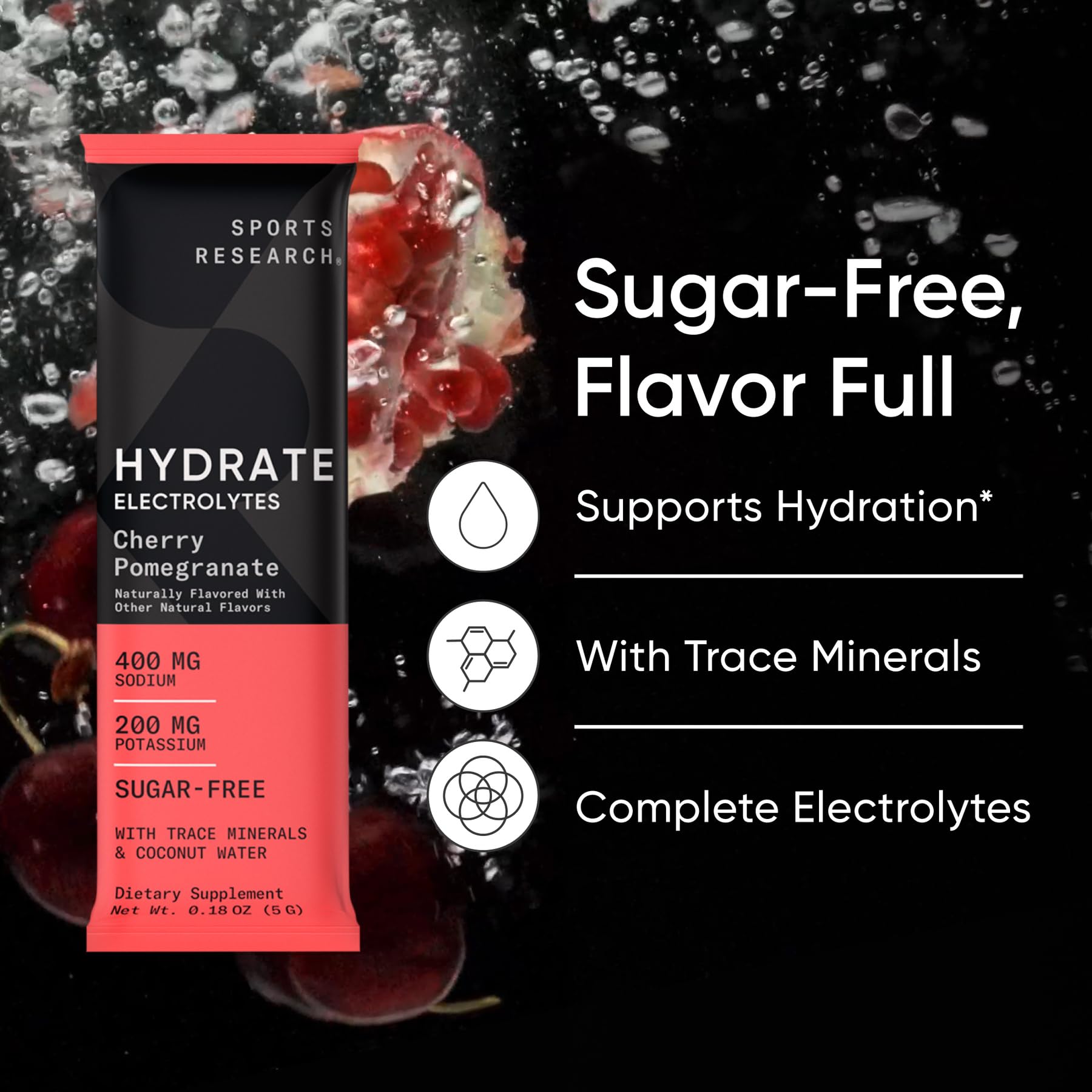 Sports Research® Hydrate Electrolytes Powder Packets - Sugar-Free & Naturally Flavored with Vitamins, Minerals, and Coconut Water - Supports Hydration - 16 Packets - Variety Pack Sports Research buy supplements canada