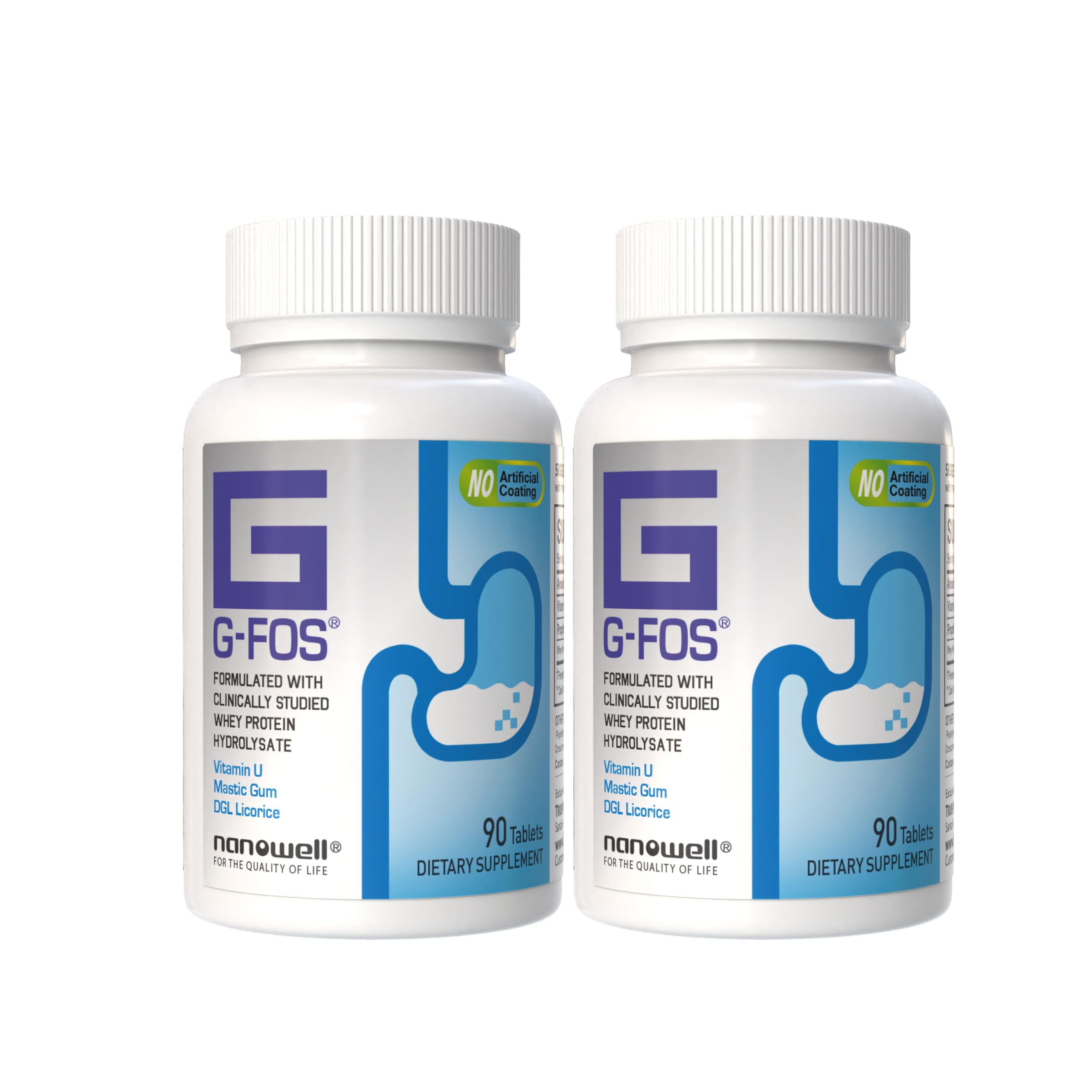 NANOWELL G-FOS Digestive Health Supplement, Vitamin U - 90 Tablets X 2 Bottles for 2 Months (180 Count) NANOWELL buy supplements canada