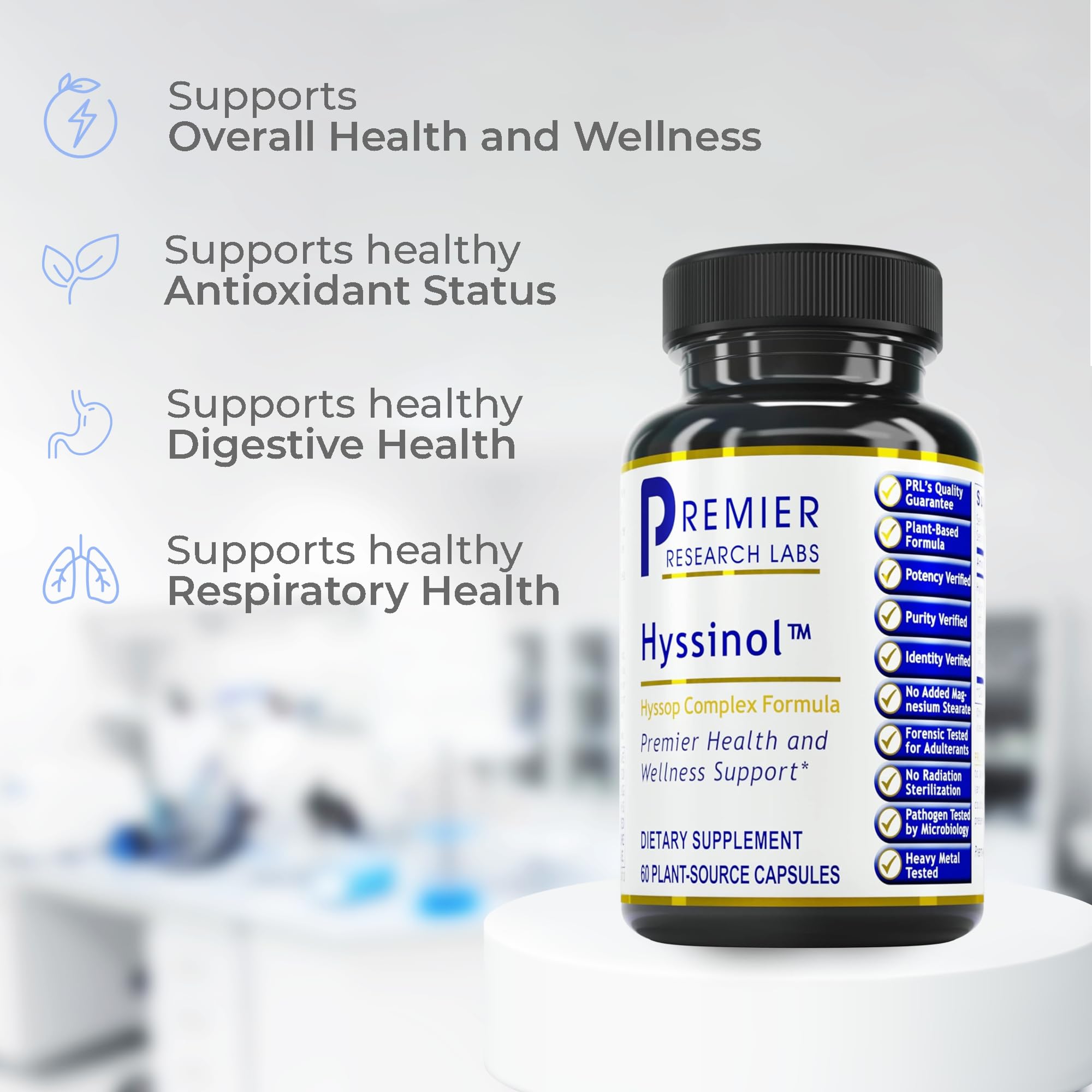 Premier Research Labs Hyssinol - Hyssop Herb, Hyssop Capsules, Wellness Pills with Organic Hyssop Dry Herb, Dietary Supplement with Green Tea, Antioxidant Support - 60 Vegetarian Capsules Premier Research Labs buy supplements canada