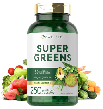 Carlyle Super Greens Capsules | 250 Count | Blend of 13 Vegetables and Greens Plus 17 Fruits | Non-GMO & Gluten Free Supplement Carlyle buy supplements canada