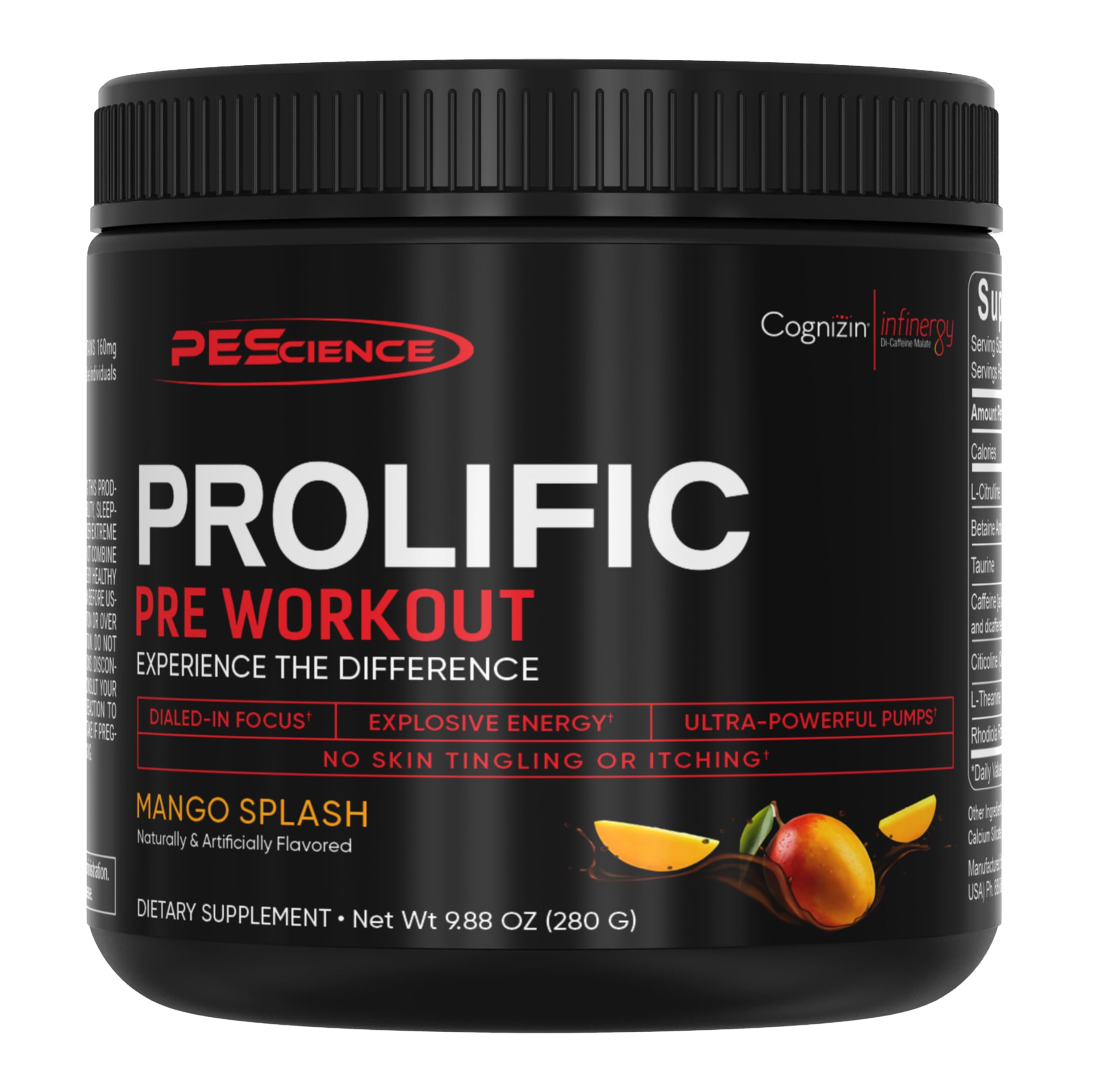 PEScience Prolific Pre Workout Powder for Men & Women with L-Citrulline Nitric Oxide Booster, Energy Powder & Nootropic for Focus – Preworkout Without Beta Alanine – 40 Scoops, Mango Splash PEScience buy supplements canada