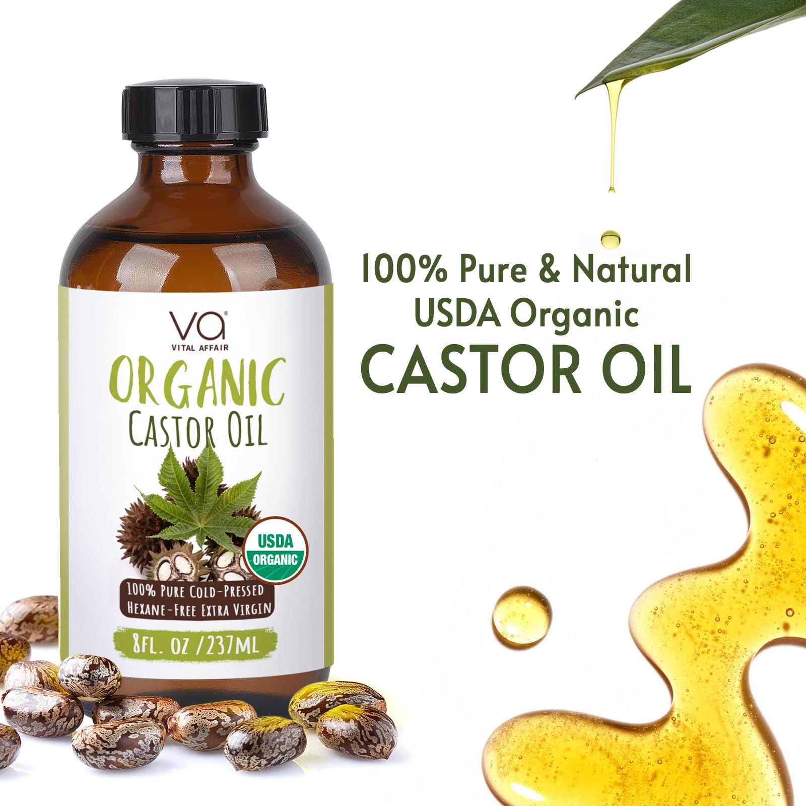 VITAL AFFAIR Castor Oil Organic Cold Pressed Unrefined Glass Bottle- USDA Certified Organic Castor Oil VITAL AFFAIR buy supplements canada