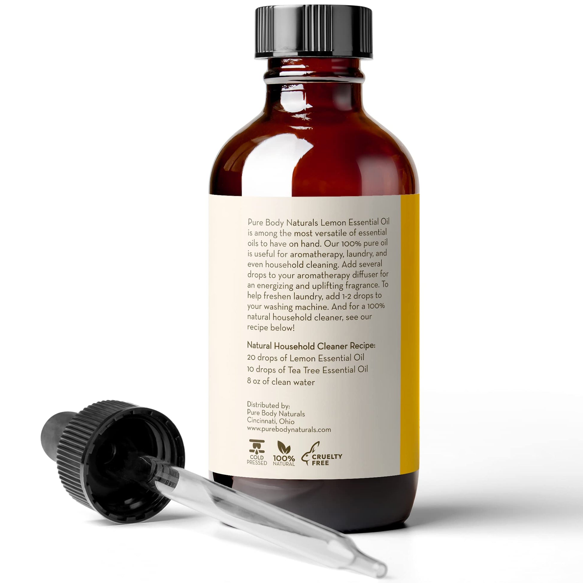 Lemon Essential Oil, 4 fl oz - 100% Pure & Undiluted Lemon Oil for Diffuser and DIY - Natural Deodorizer Pure Body Naturals buy supplements canada