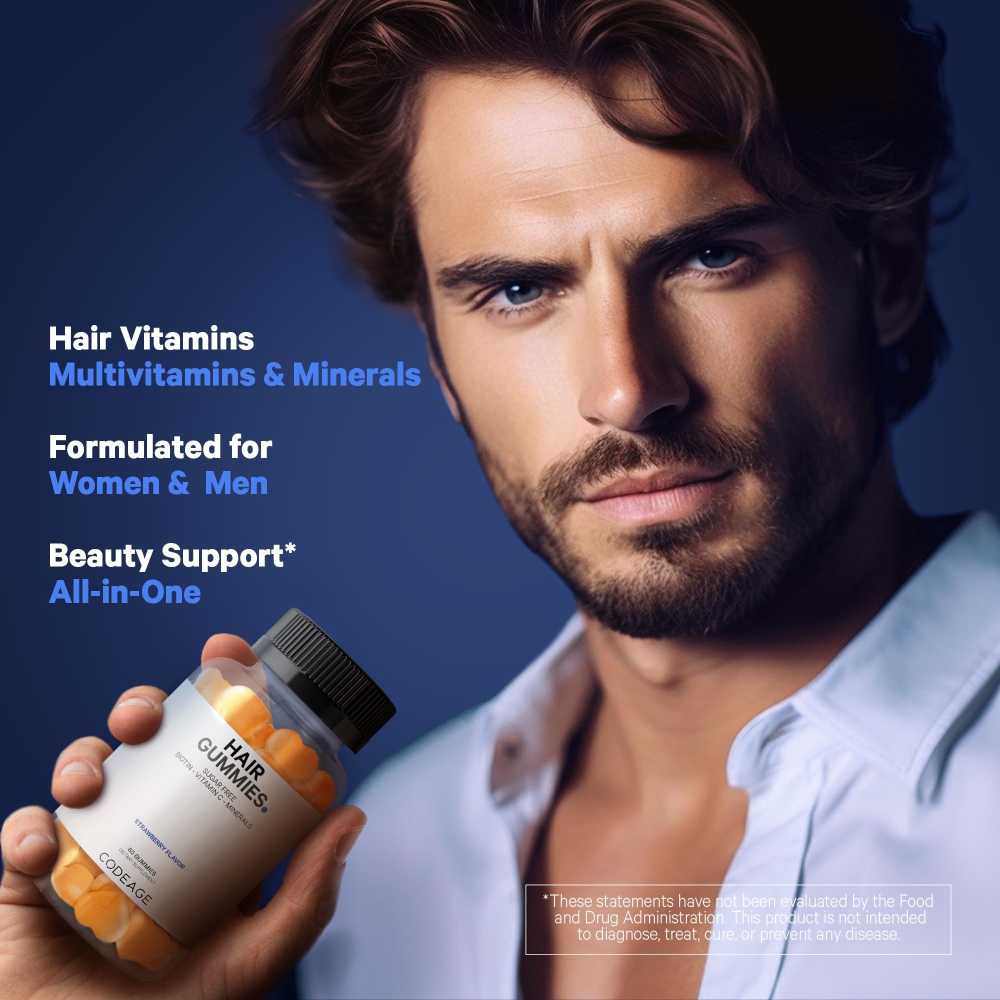 Codeage Hair Gummies, Biotin 5000 mcg, Sugar Free Growth Gummy Vitamins A, C, B6, B12, D3, Zinc, Inositol Supplement Codeage buy supplements canada