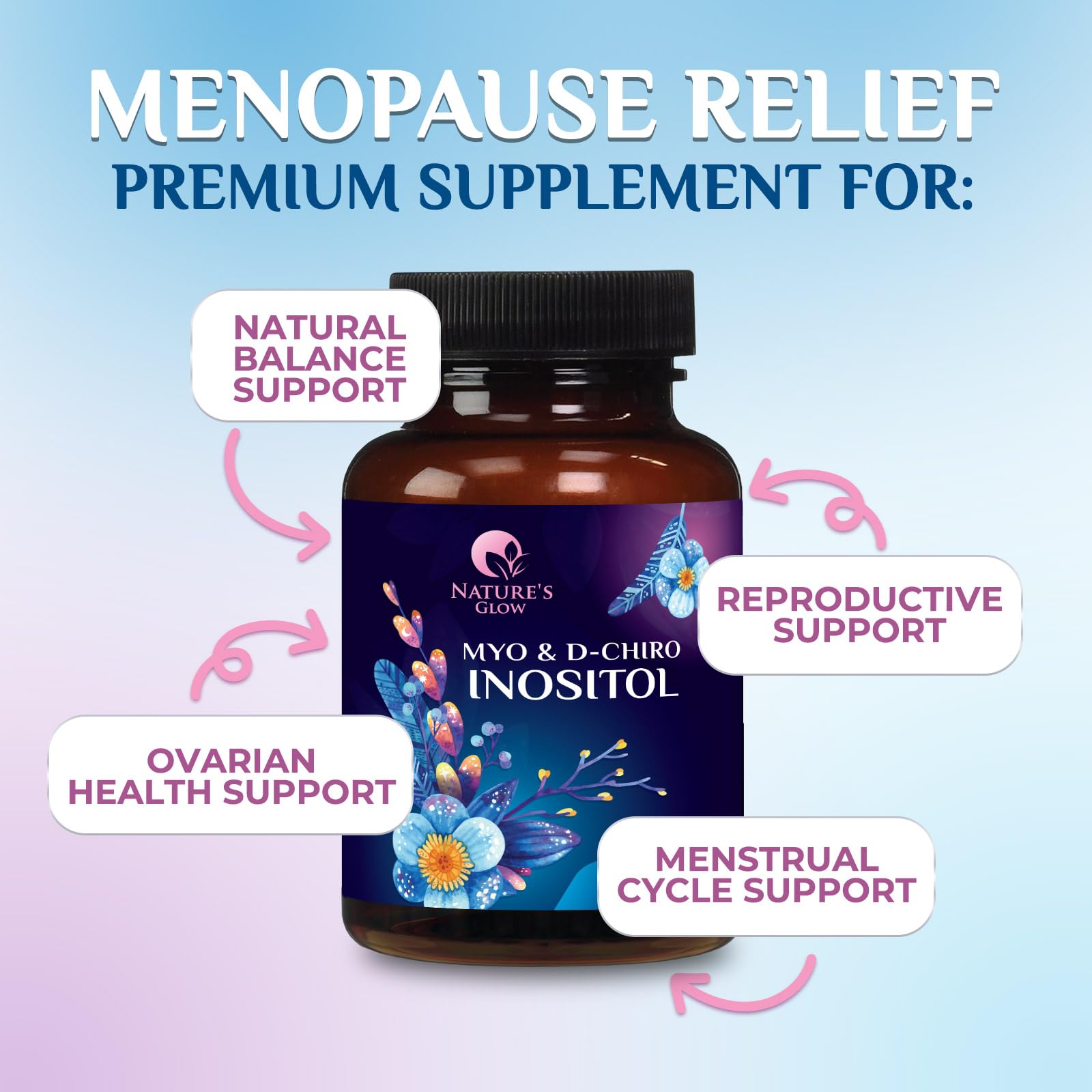Myo-Inositol & D-Chiro Inositol 1025mg - 40:1 Ideal Ratio for Ovarian Support, Vegan Myo & D Chiro Supplement for Women's Natural Balance and Hormone Support, Vitamin B8, Non-GMO - 120 Capsules Nature's Glow buy supplements canada