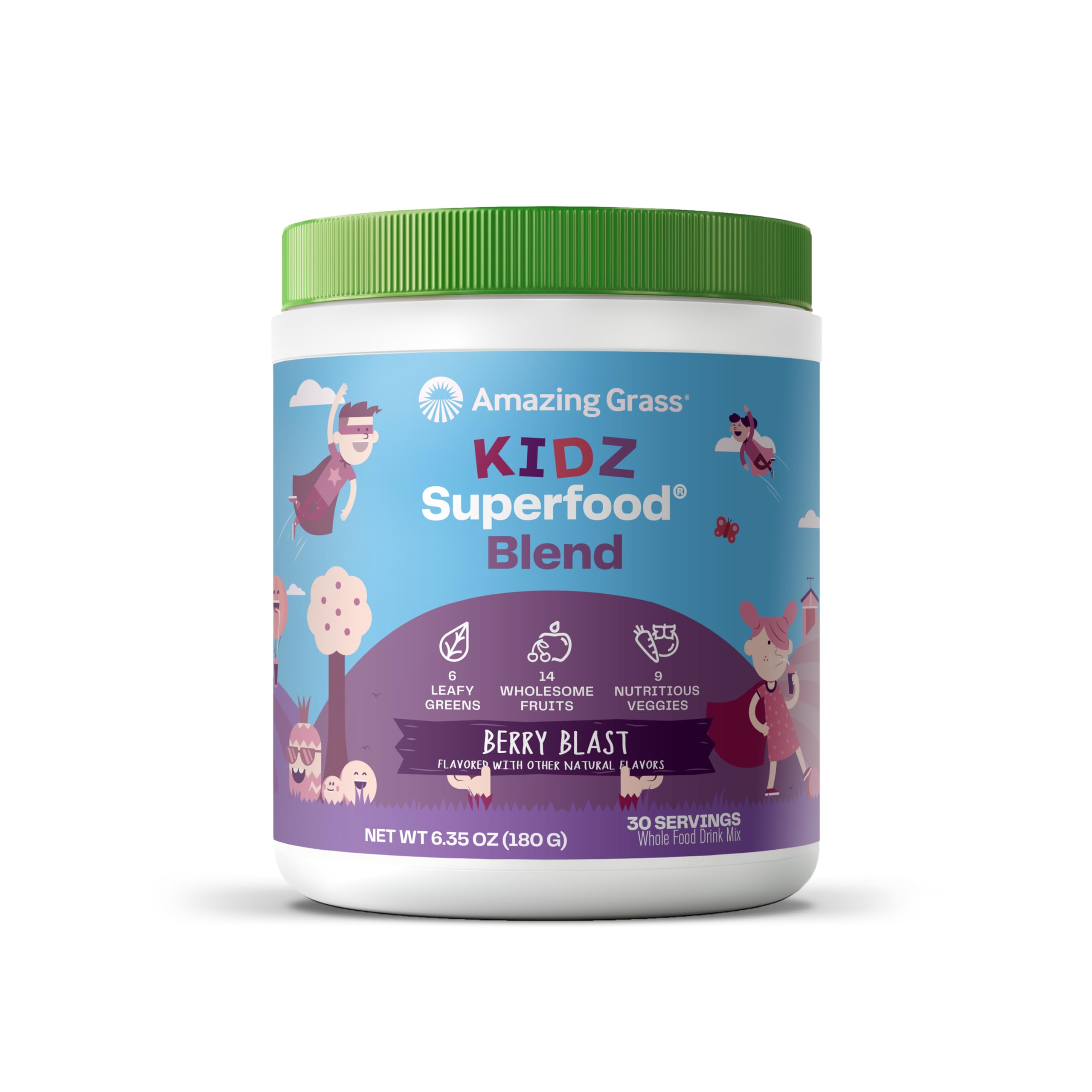 Amazing Grass Kidz Superfood: Organic Greens, Fruits, Veggies, Beet Root Powder & Probiotics for Healthy Kids, Berry Blast, 30 Servings Amazing Grass buy supplements canada