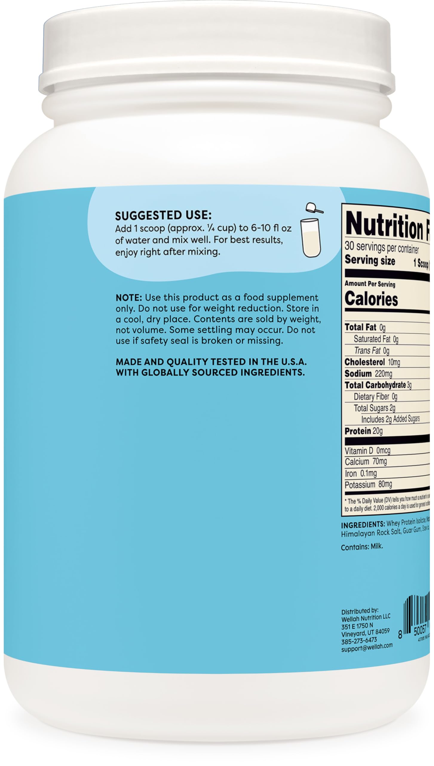 Wellah Your Whey (30 Servings, Vanilla) - Whey Protein Isolate Protein Wellah buy supplements canada