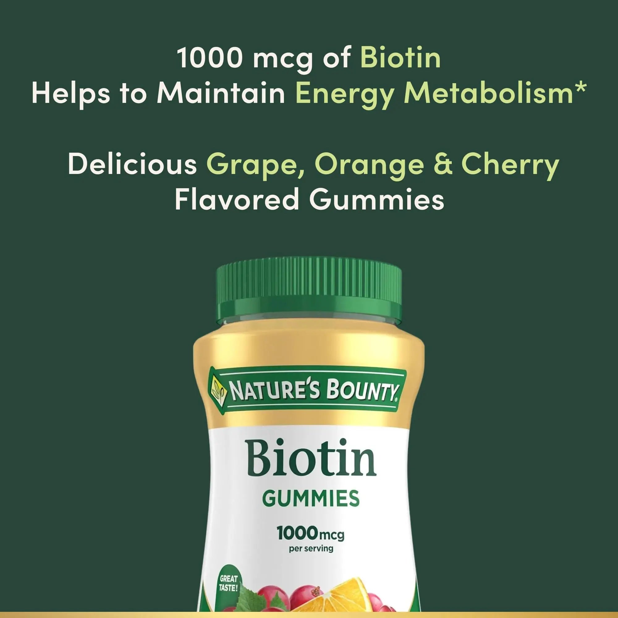 Nature's Bounty Biotin Gummy, Vitamin Supplement, Supports Healthy Hair, Skin, and Nails, Fruit Flavored Gummies, 1000 mcg, 110 Count Nature's Bounty buy supplements canada