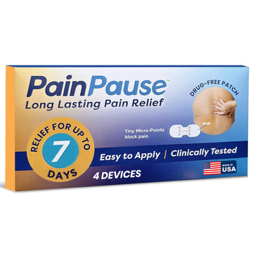 PainPause Long Lasting Pain Relief - Back, Hip, Knee, Neck, Plantar Fasciitis, and Others - Relief for Up to 7 Days, Clinically Tested, 4 Devices in 2 Pouches PainPause buy supplements canada