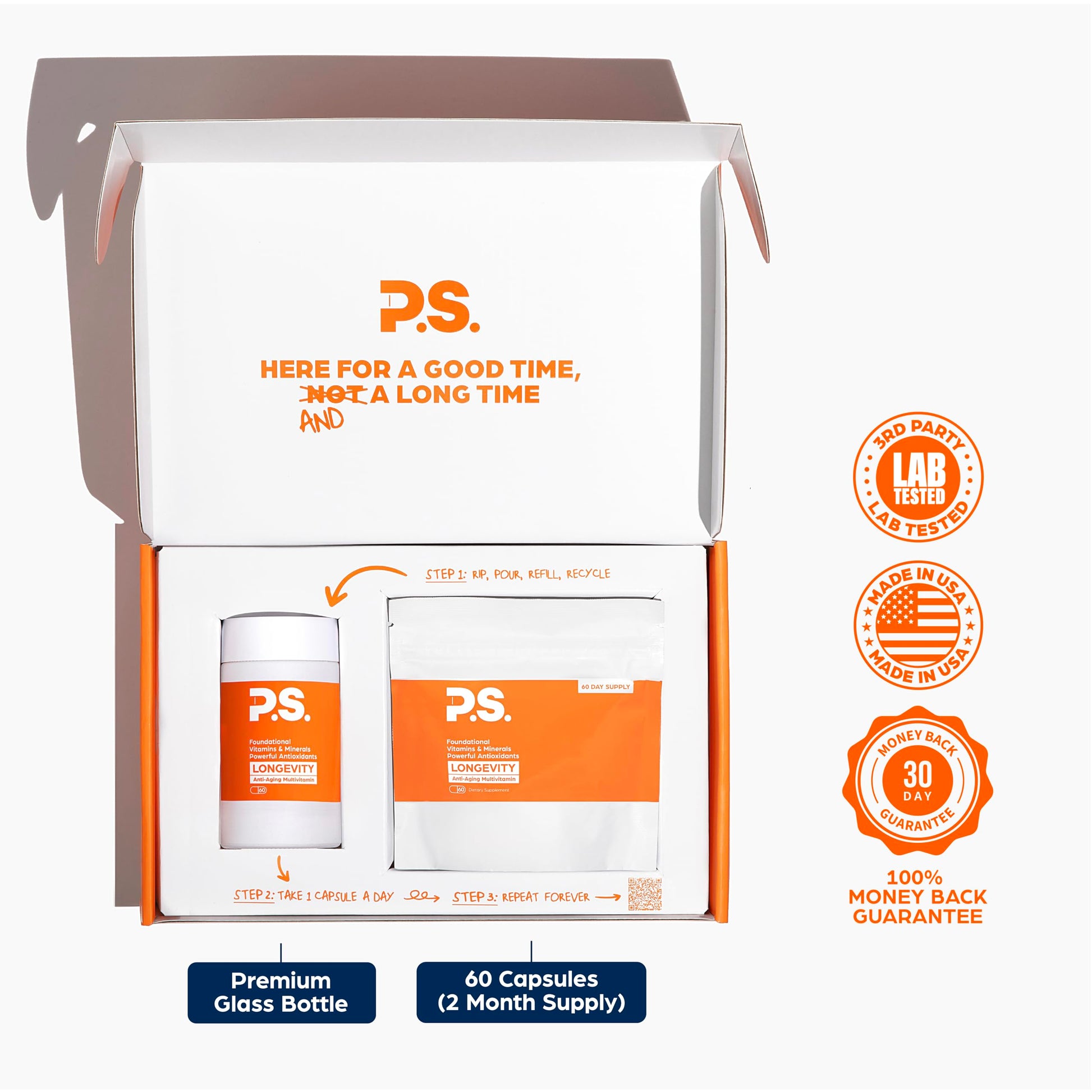 PS Longevity Supplement – Anti-Aging Multivitamin for Men & Women – Premium Methylated B Vitamins, CoQ10, NR, Urolithin A & Natural Antioxidants – Cellular Health, Energy & Memory – 2 Month Supply PS buy supplements canada