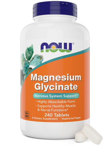 Now Foods Magnesium Glycinate, 240 Tablets - Supports Healthy Muscle and Nerve Functions - Non-GMO NOW Foods buy supplements canada
