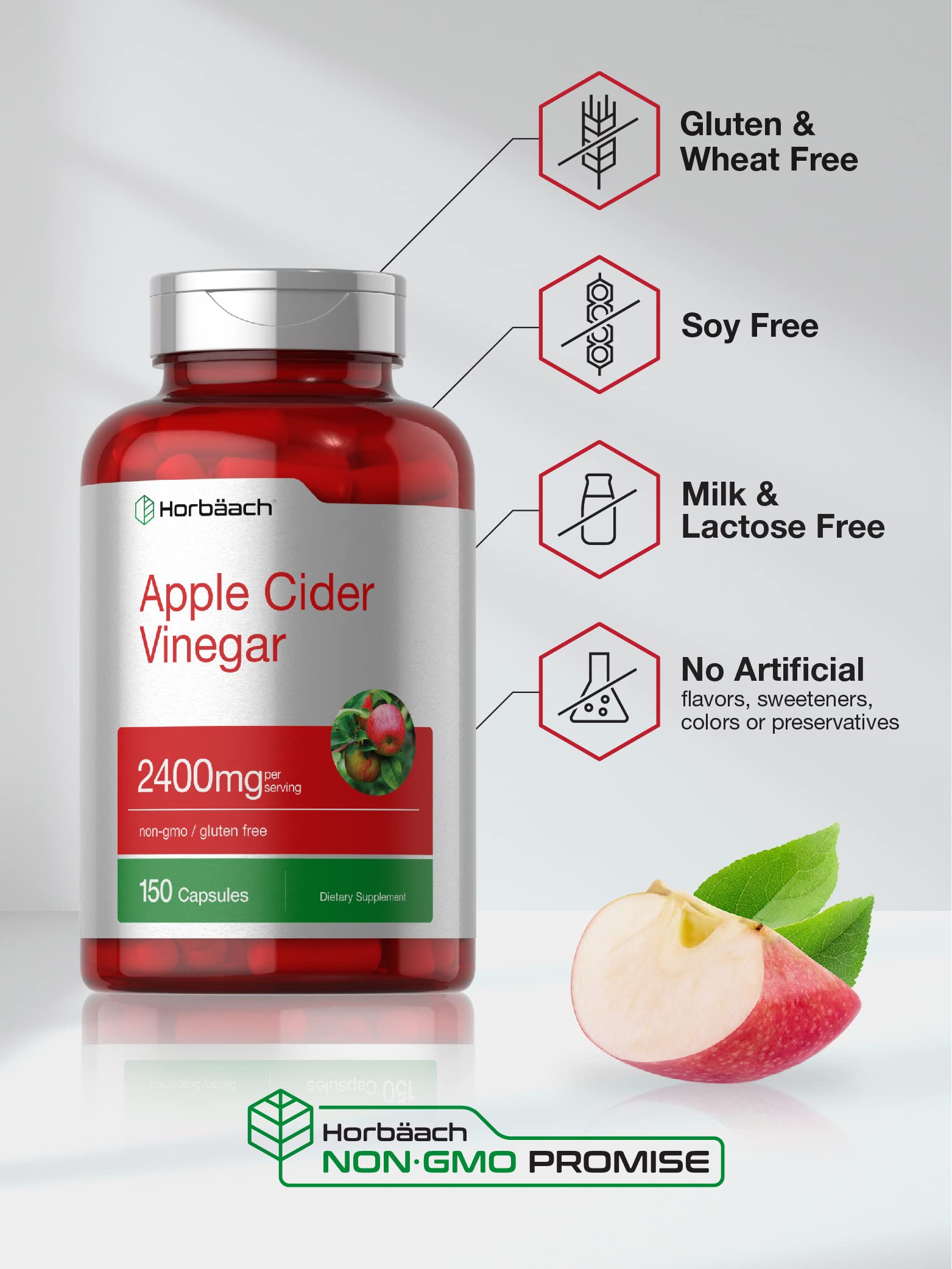 Apple Cider Vinegar Capsules | 2400mg | 150 Count | Non-GMO, Gluten Horbäach buy supplements canada