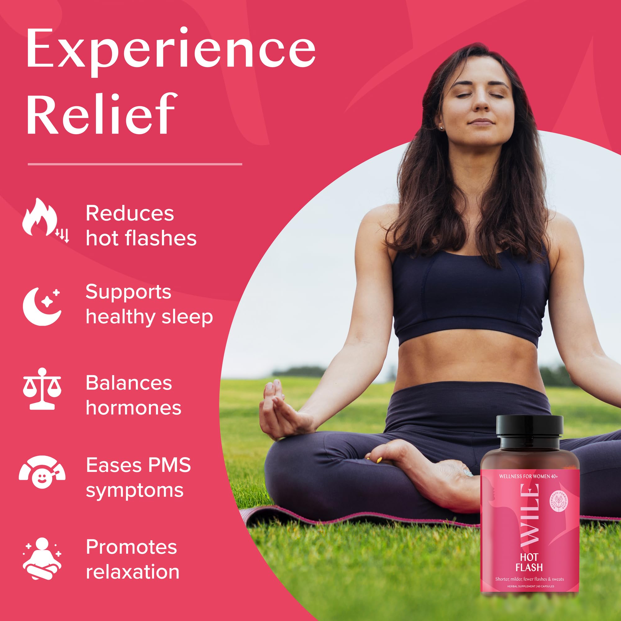 WILE Menopause and Perimenopause Supplements for Women - Hot Flashes and Night Sweats Relief with Kudzu Root - Premenopause Support for Stress, Hot Flash, Hormone Balance & Restful Sleep, 30 Servings WILE buy supplements canada
